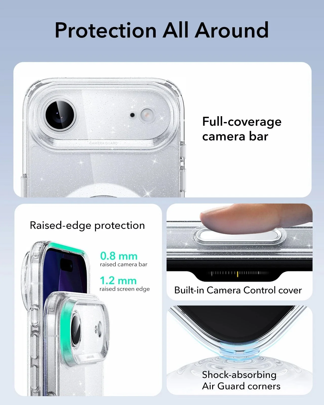iPhone Air Classic Hybrid Magnetic Case (Camera Control) - Clear Shimmer - Image 3