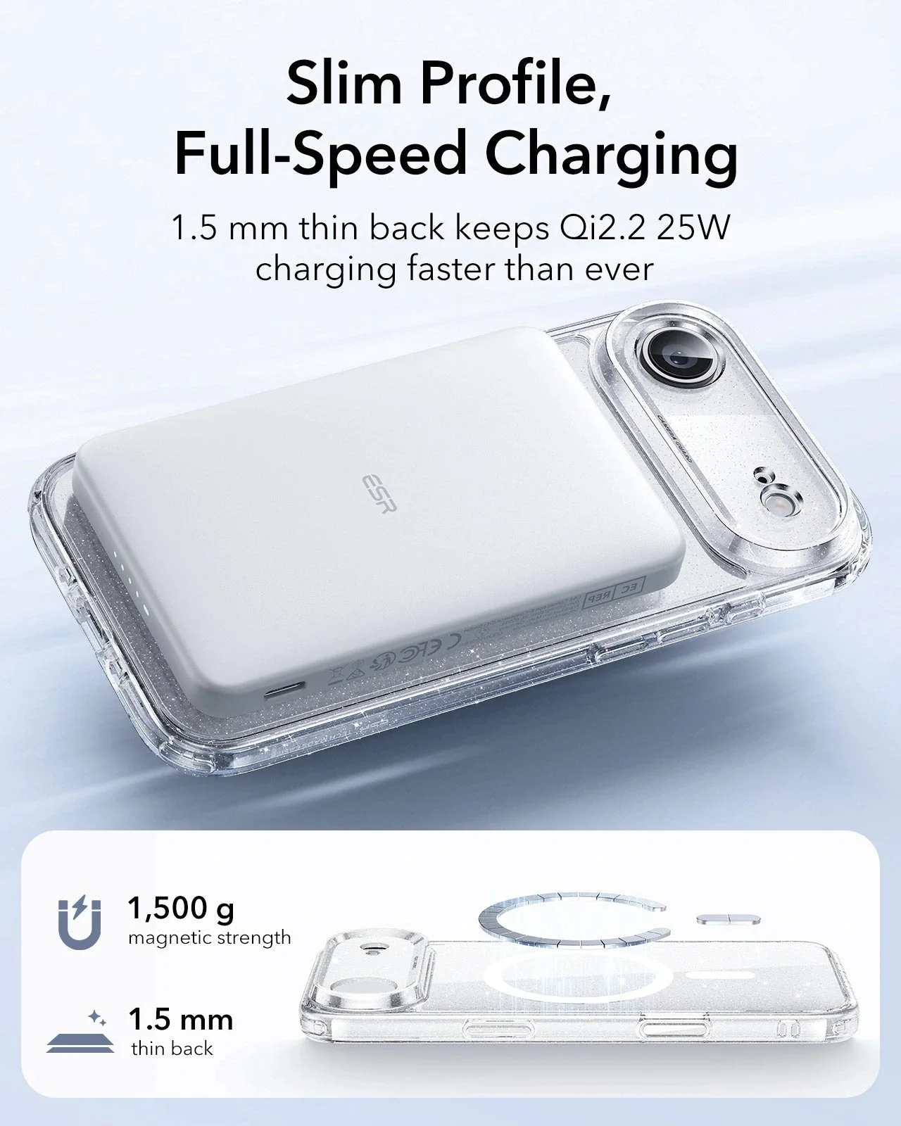 iPhone Air Classic Hybrid Magnetic Case (Camera Control) - Clear Shimmer - Image 5