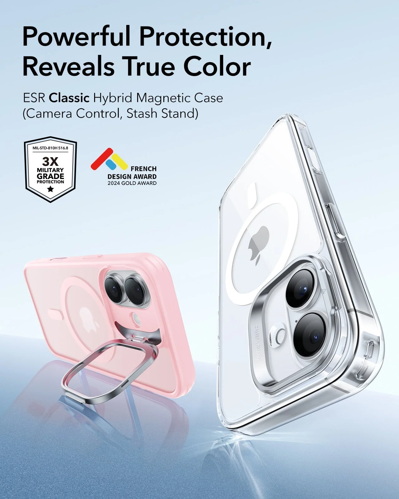 iPhone 17 Classic Hybrid Magnetic Case (Camera Control, Stash Stand) - Frosted Bubblegum Pink - Image 2