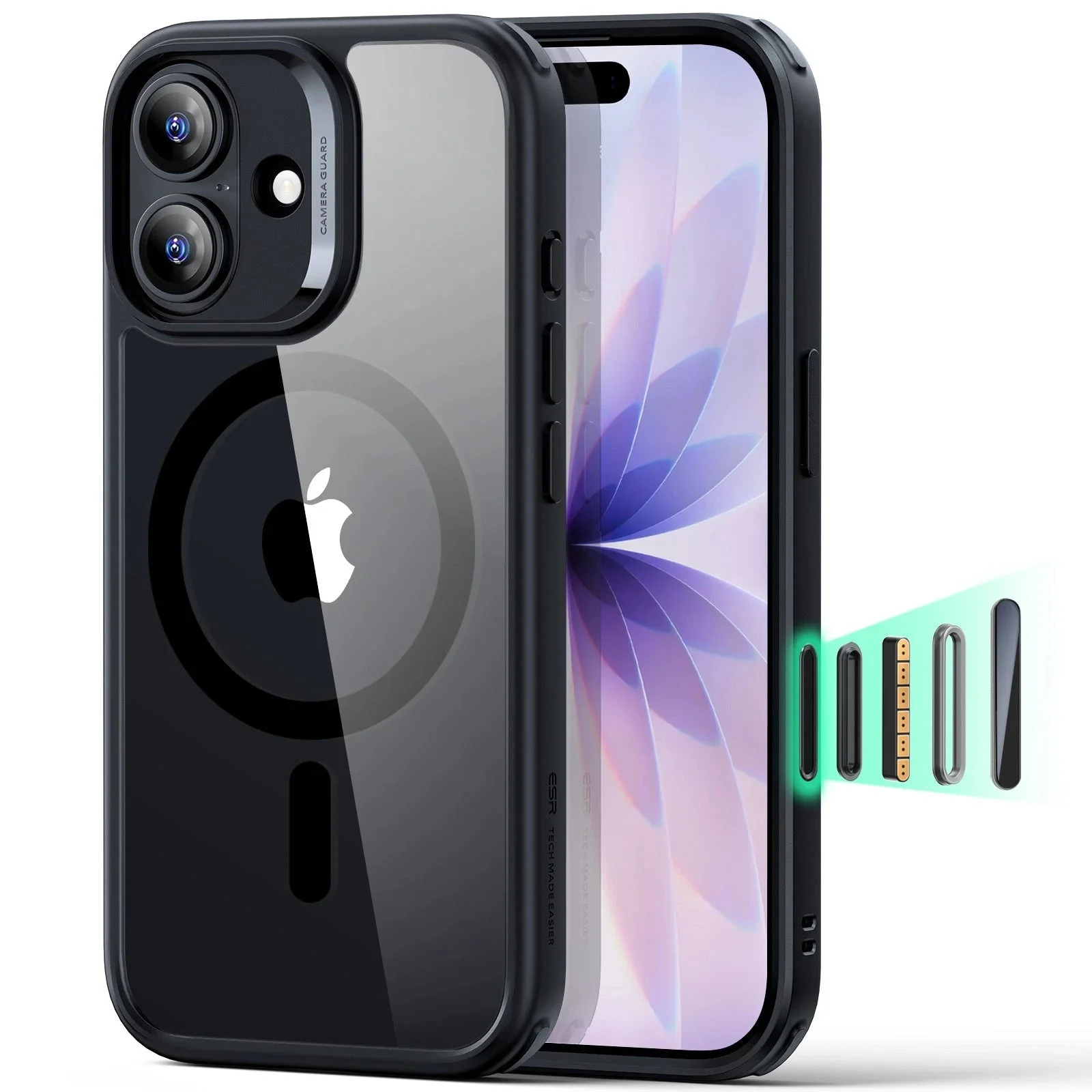 iPhone 17 Classic Hybrid Magnetic Case (Camera Control) - Clear Black