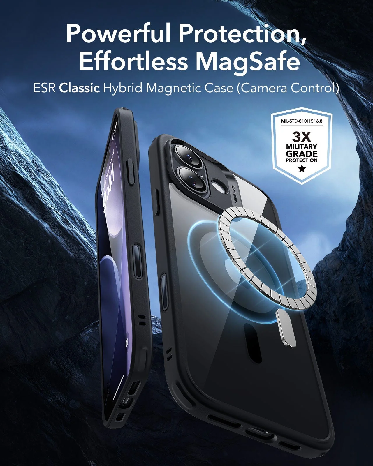 iPhone 17 Classic Hybrid Magnetic Case (Camera Control) - Clear Black - Image 2