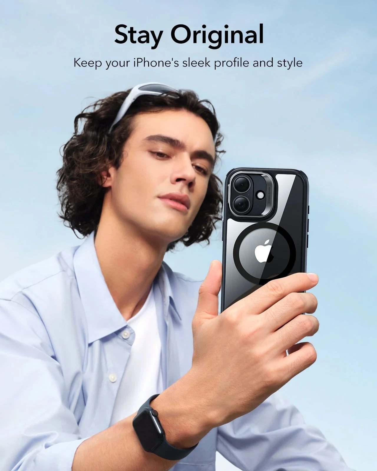 iPhone 17 Classic Hybrid Magnetic Case (Camera Control, Stash Stand) - Clear Black - Image 8