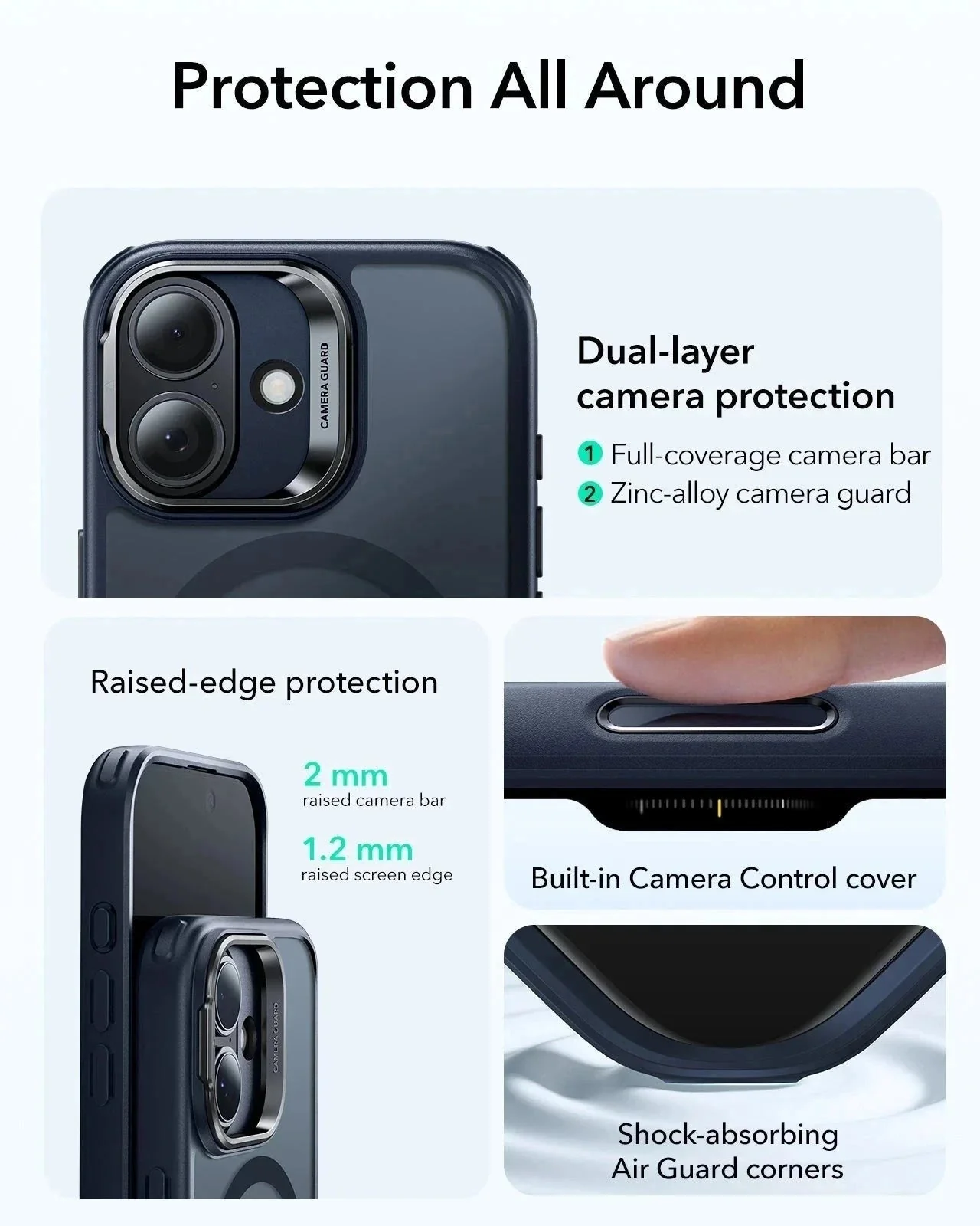 iPhone 17 Classic Hybrid Magnetic Case (Camera Control, Stash Stand) - Frosted Blue - Image 4