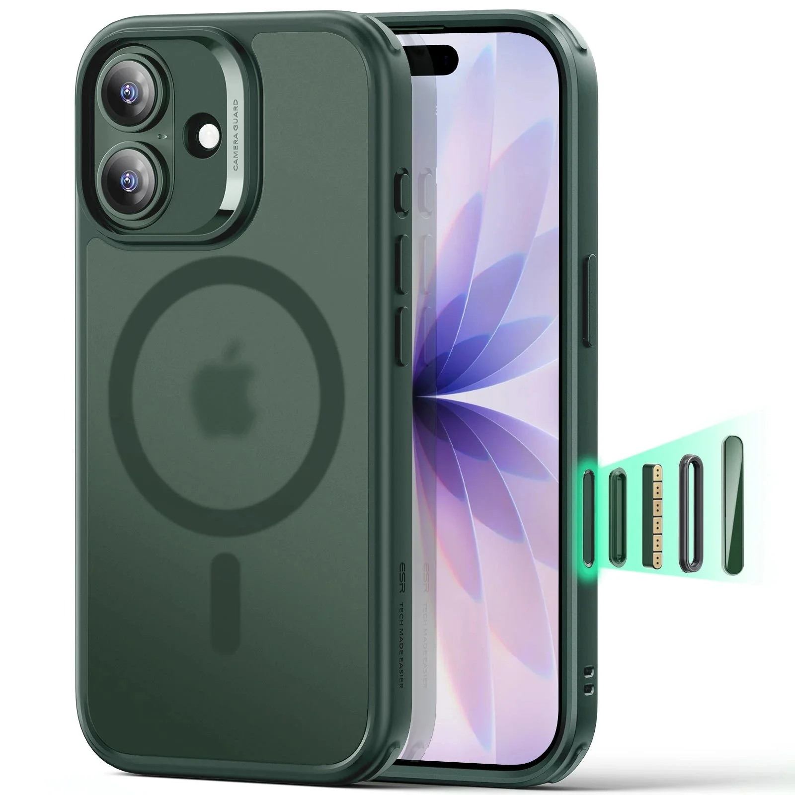 iPhone 17 Classic Hybrid Magnetic Case (Camera Control) - Frosted Green