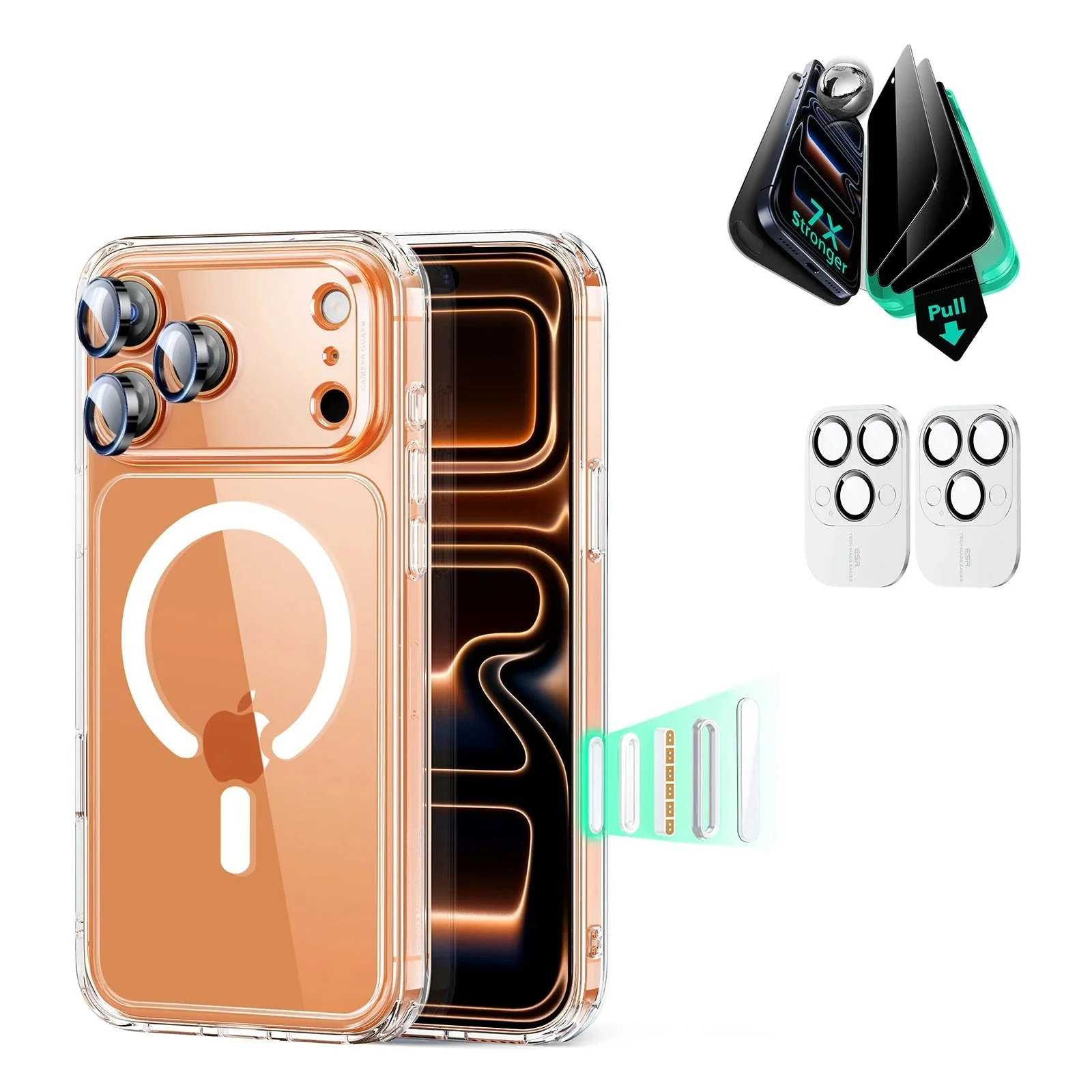 iPhone 17 Pro Bundle Classic Hybrid Magnetic Case (Camera Control) and Armorite Privacy Screen Protector - Clear