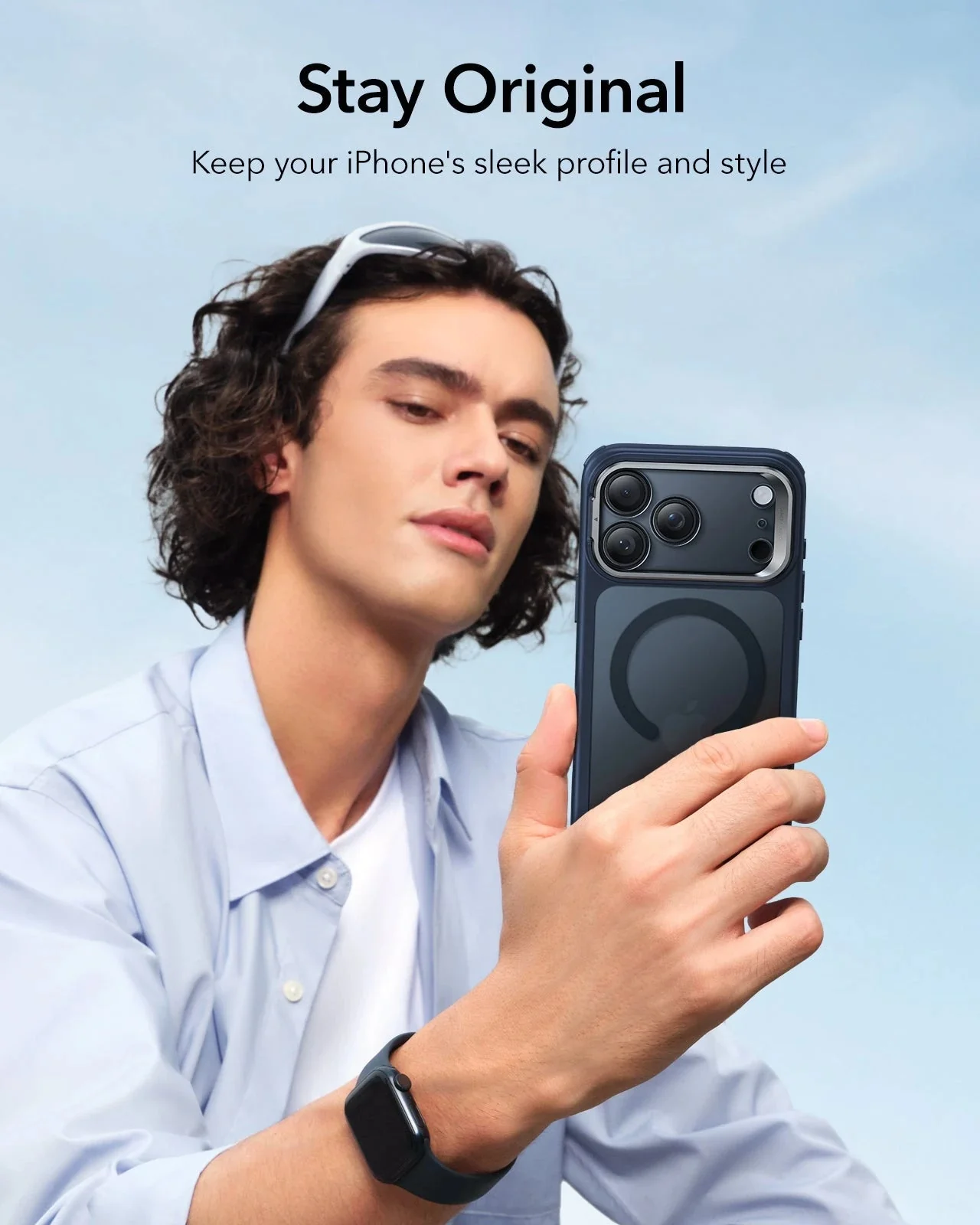 iPhone 17 Pro Classic Hybrid Magnetic Case (Camera Control, Stash Stand) - Frosted Blue - Image 8