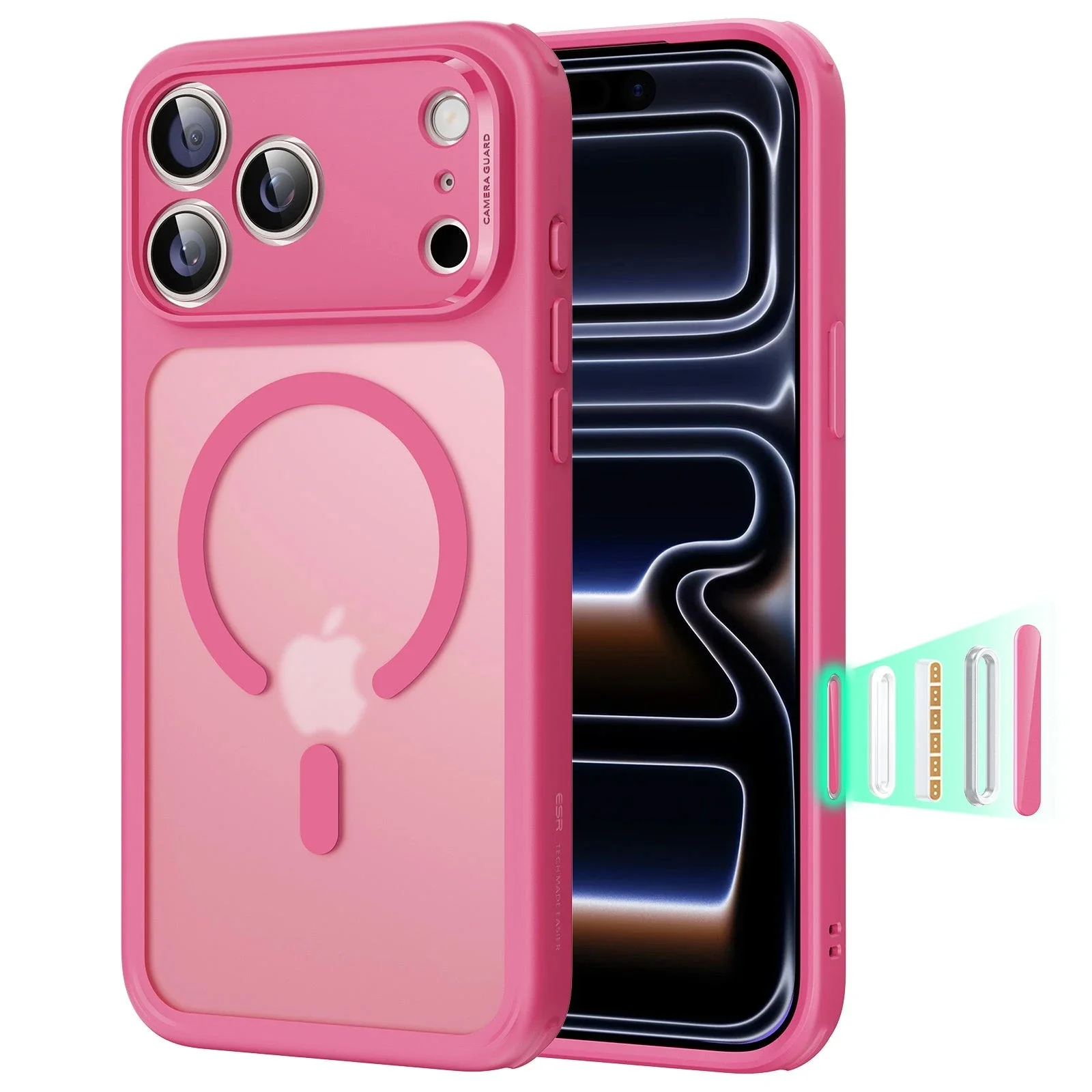 iPhone 17 Pro Max Classic Hybrid Magnetic Case (Camera Control) - Frosted Pink