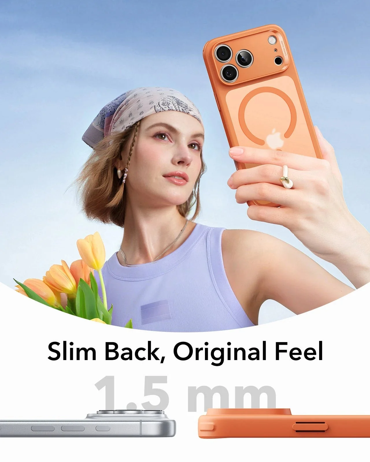 iPhone 17 Pro Max Classic Hybrid Magnetic Case (Camera Control) - Frosted Orange - Image 6