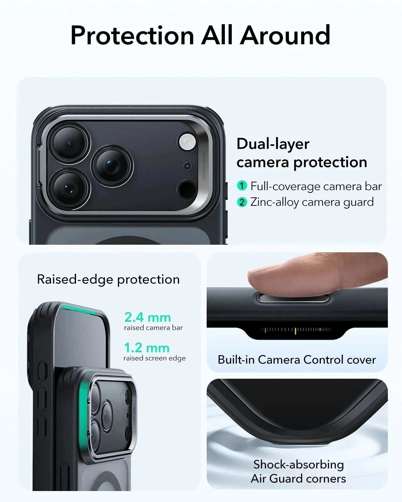 iPhone 17 Pro Classic Hybrid Magnetic Case (Camera Control, Stash Stand) - Frosted Black - Image 4
