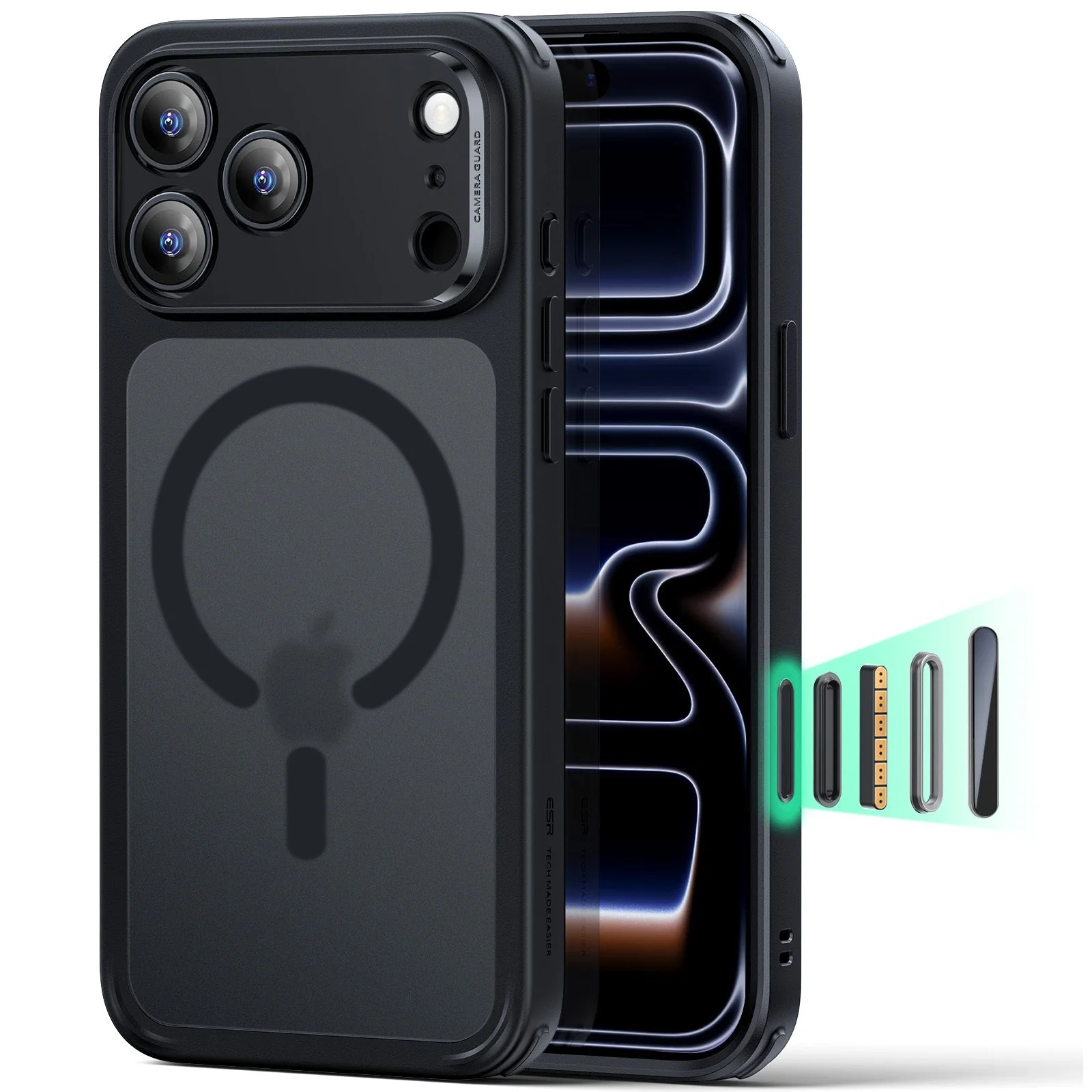 iPhone 17 Pro Classic Hybrid Magnetic Case (Camera Control) - Frosted Black