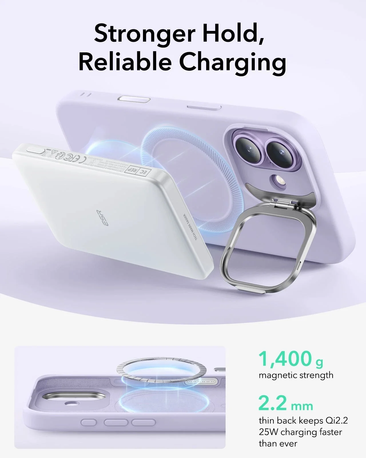 iPhone 17 Bundle Cloud Soft Magnetic Case (Stash Stand) and Armorite Pro Privacy Screen Protector - Lavender - Image 7
