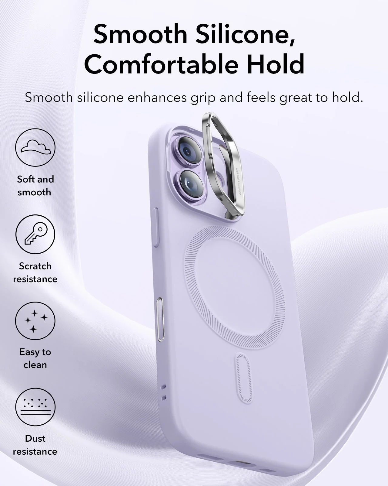 iPhone 17 Cloud Soft Magnetic Case (Camera Control, Stash Stand) Armorite Protection Bundle - Lavender - Image 6