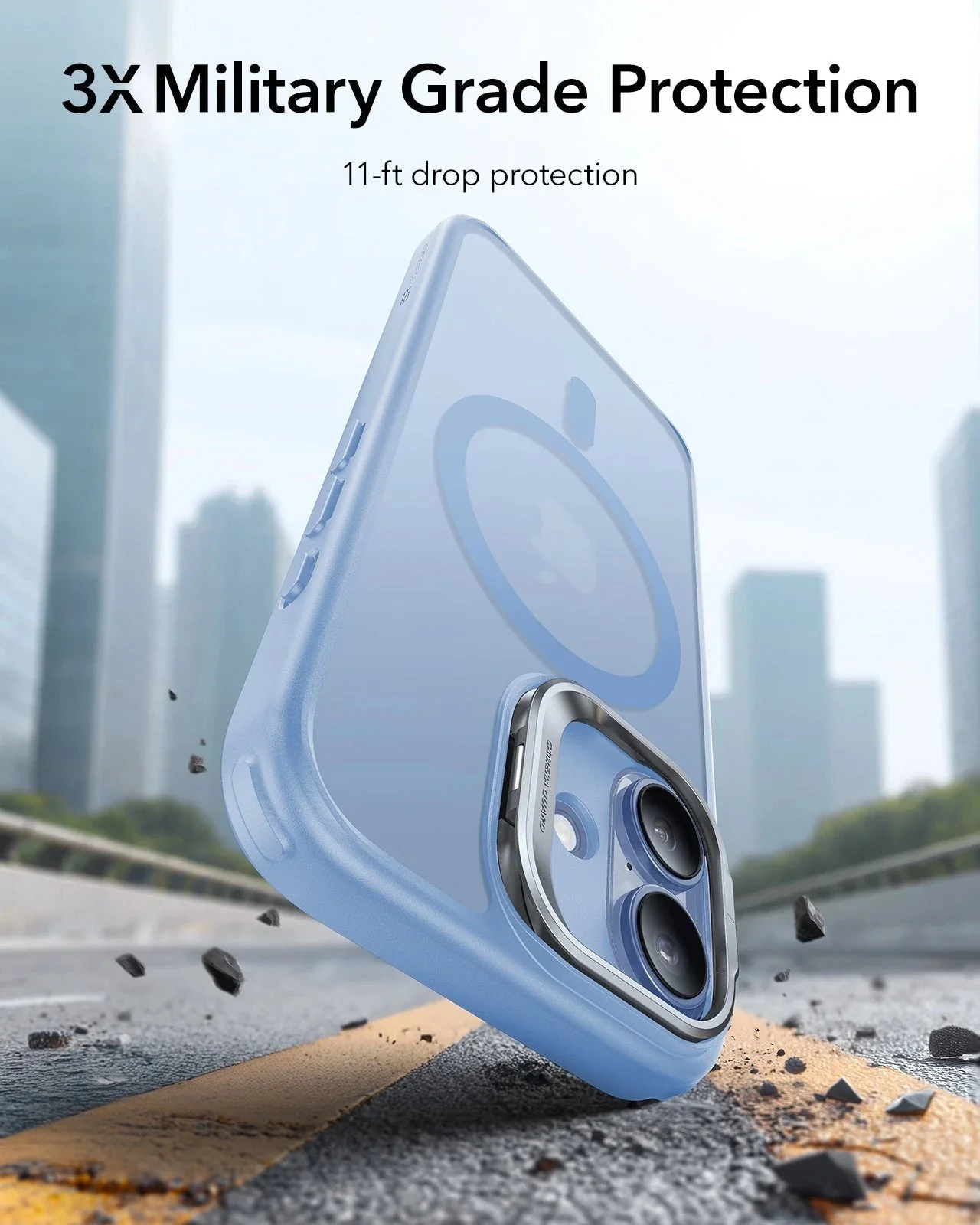 iPhone 17 Bundle Classic Hybrid Magnetic Case (Camera Control, Stash Stand) and Armorite Screen Protector - Frosted Light Blue - Image 4