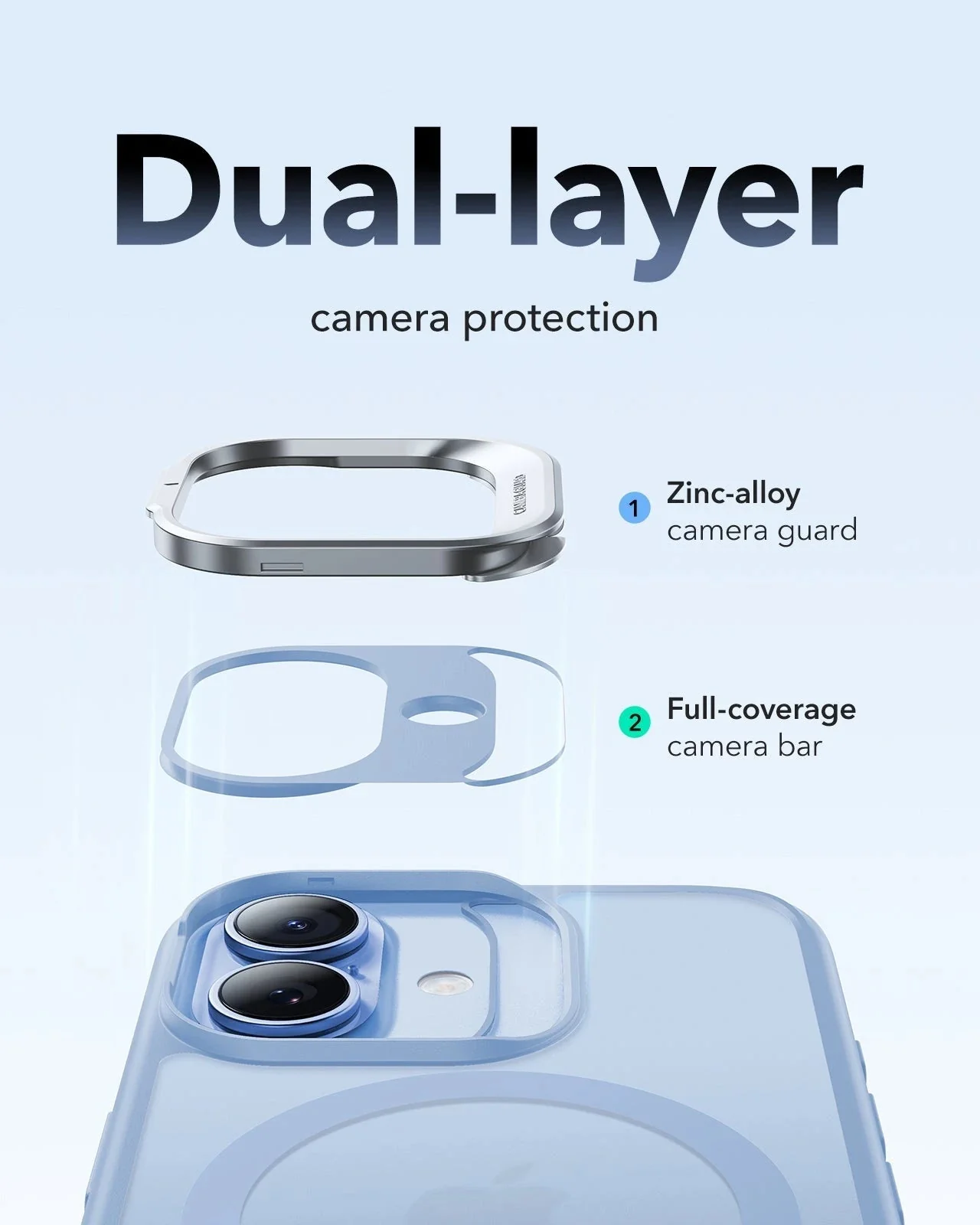 iPhone 17 Bundle Classic Hybrid Magnetic Case (Stash Stand) and Armorite Pro Privacy Screen Protector - Frosted Light Blue - Image 6