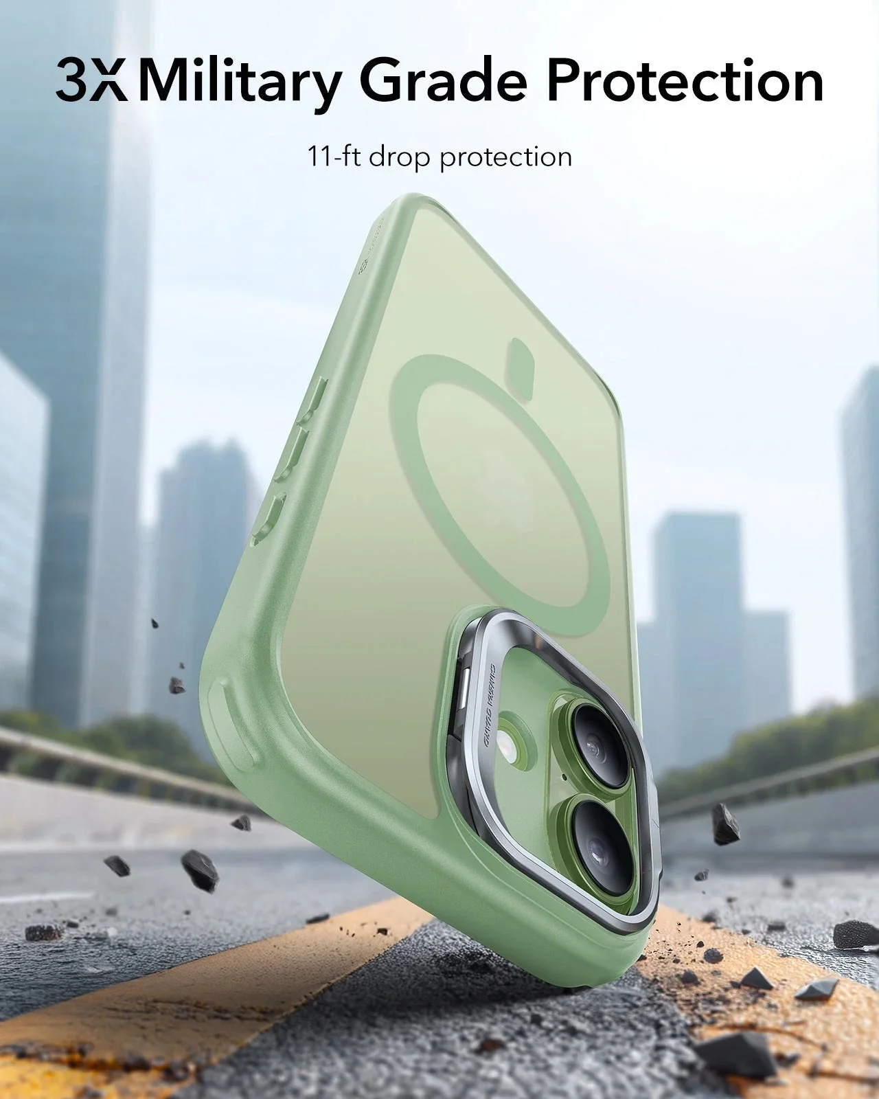 iPhone 17 Bundle Classic Hybrid Magnetic Case (Camera Control, Stash Stand) and Armorite Screen Protector - Frosted Light Green - Image 4