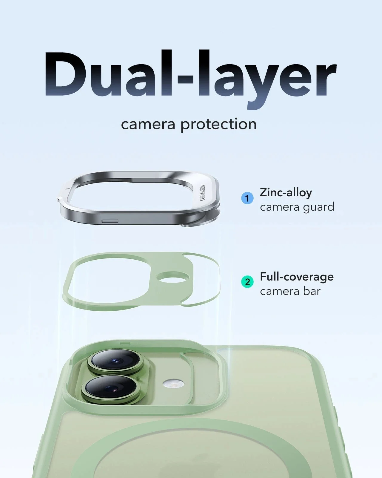 iPhone 17 Bundle Classic Hybrid Magnetic Case (Stash Stand) and Armorite Pro Privacy Screen Protector - Frosted Light Green - Image 6