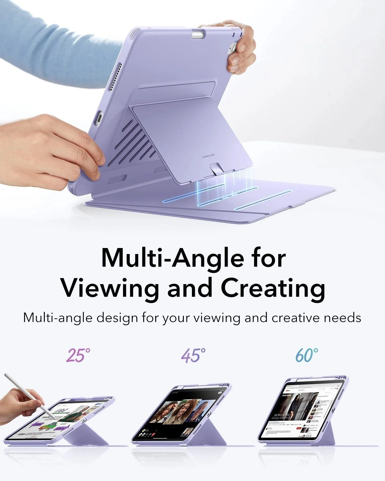 iPad Air 11" (M3) 2025 Bundle Flip Magnetic Case with Pencil Holder & Armorite® Protection - Light Purple - Image 4