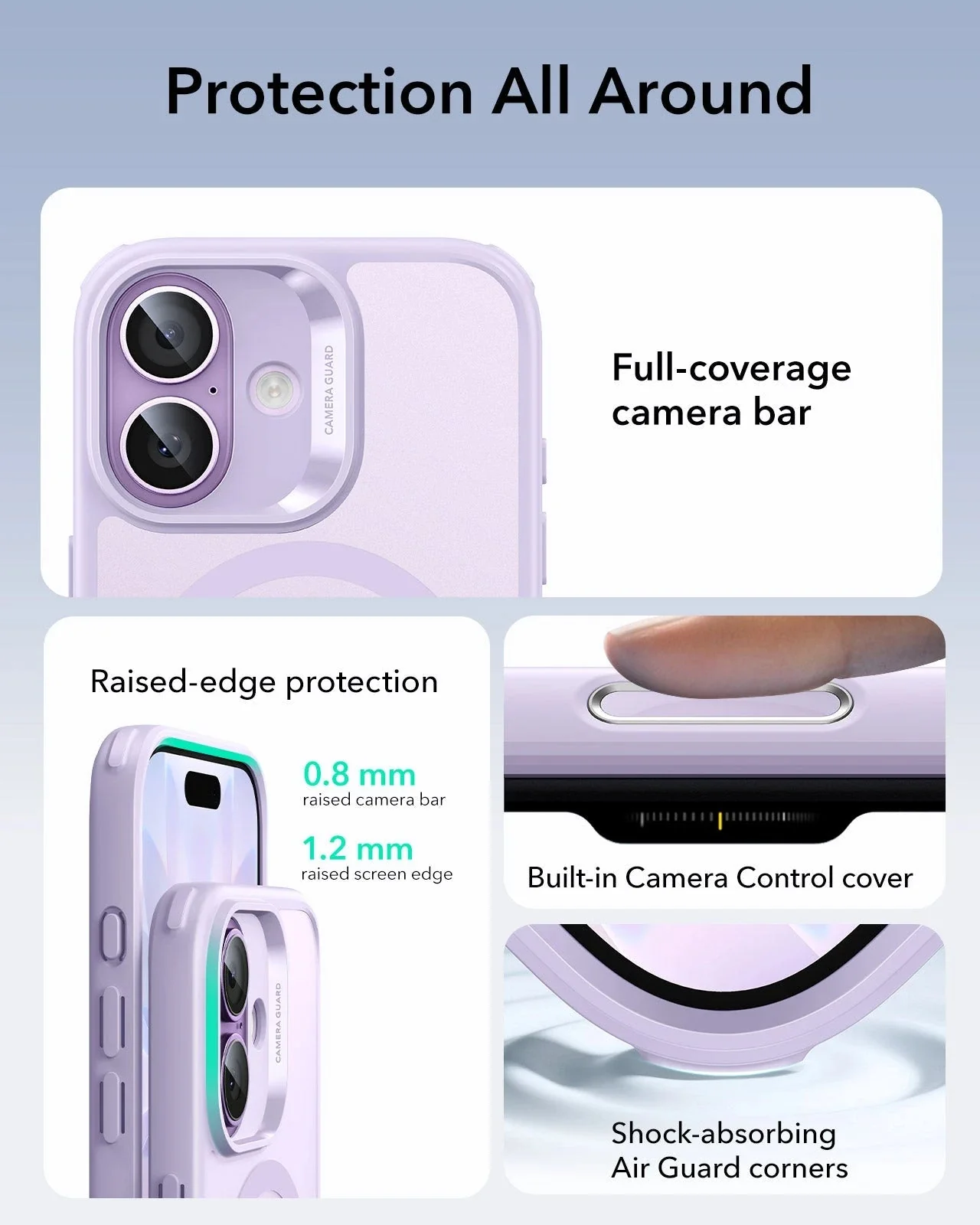 iPhone 17 Bundle Classic Hybrid Magnetic Case (Camera Control) and Armorite Screen Protector - Frosted Light Purple - Image 3