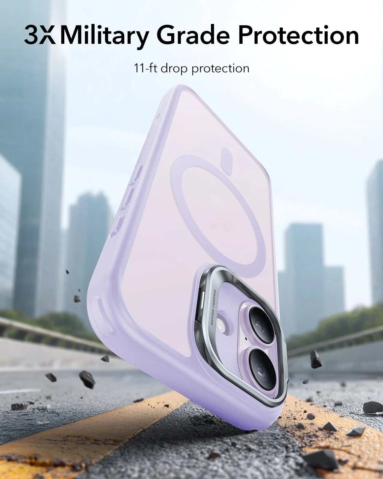 iPhone 17 Bundle Classic Hybrid Magnetic Case (Camera Control, Stash Stand) and Armorite Privacy Screen Protector - Frosted Light Purple - Image 4