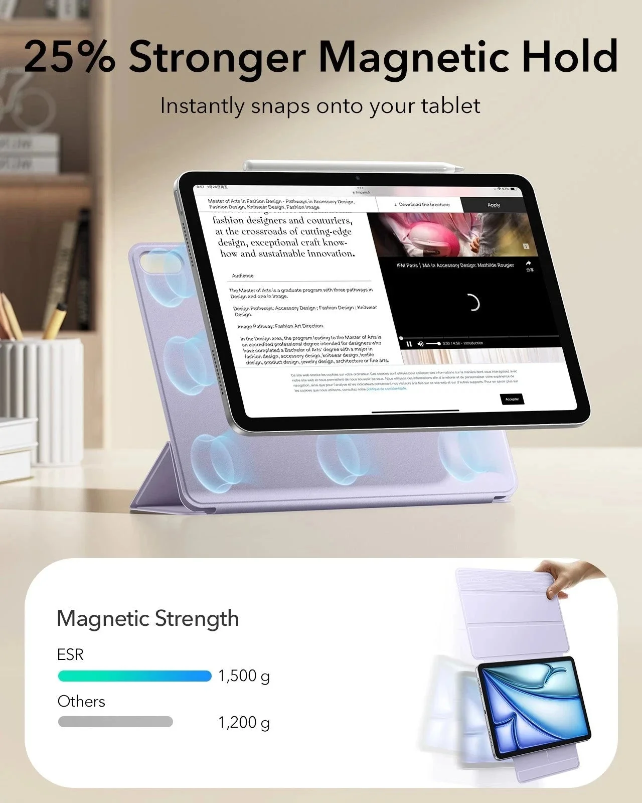 iPad Air 11" (M4) 2026 Rebound Magnetic Case - Light Purple - Image 6