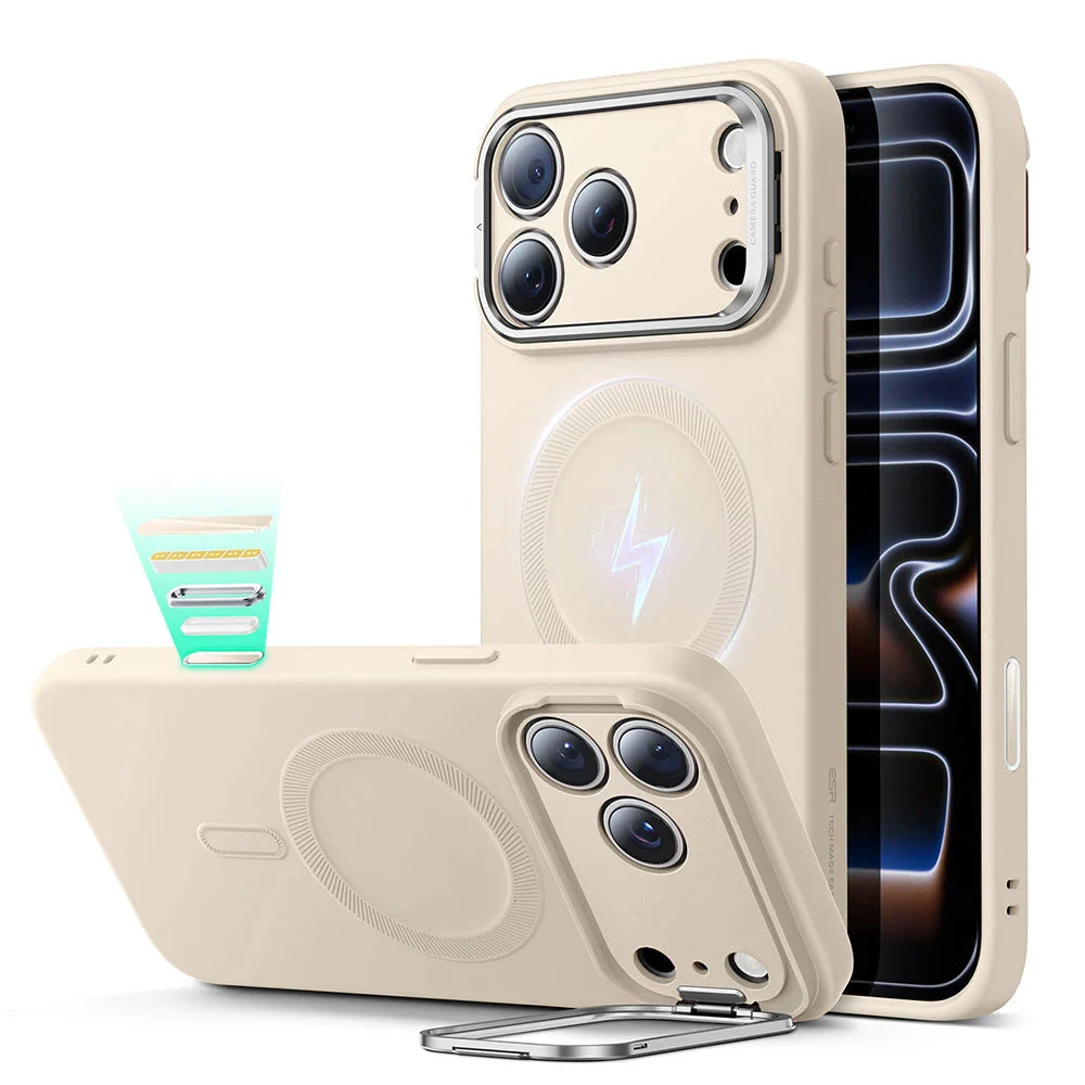 iPhone 17 Pro Cloud Soft Magnetic Case (Camera Control, Stash Stand) - Light Tan