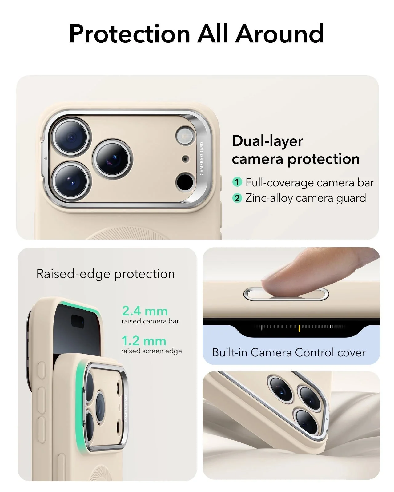 iPhone 17 Pro Cloud Soft Magnetic Case (Camera Control, Stash Stand) Armorite Protection Bundle - Light Tan - Image 3