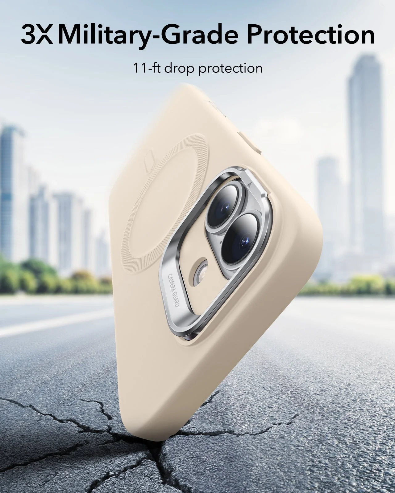 iPhone 17 Bundle Cloud Soft Magnetic Case (Stash Stand) and Armorite Pro Privacy Screen Protector - Light Tan - Image 4