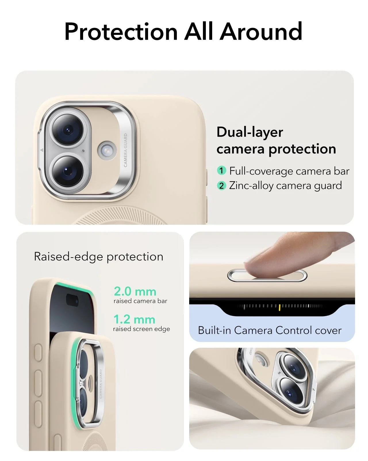 iPhone 17 Cloud Soft Magnetic Case (Camera Control, Stash Stand) Armorite Protection Bundle - Light Tan - Image 3