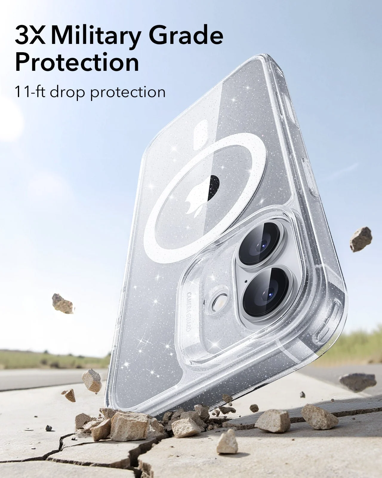 iPhone 17 Classic Hybrid Magnetic Case (Camera Control) - Clear Shimmer - Image 4