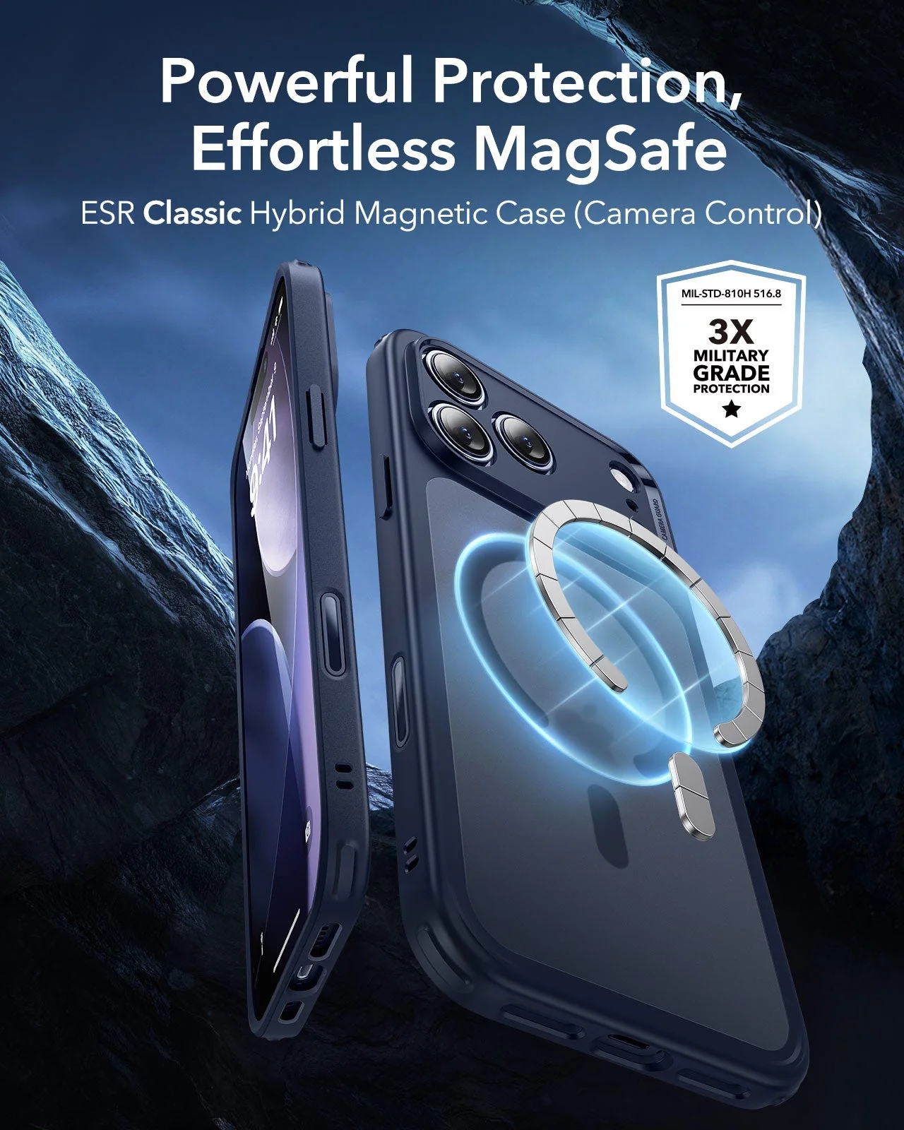iPhone 17 Pro Classic Hybrid Magnetic Case (Camera Control) - Frosted Blue - Image 2