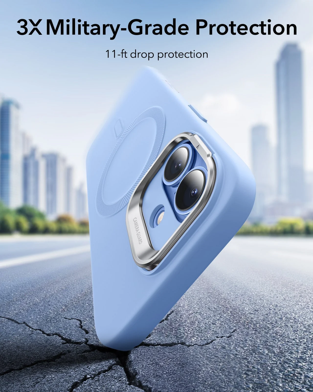 iPhone 17 Bundle Cloud Soft Magnetic Case (Camera Control, Stash Stand) and Armorite Pro Screen Protector - Mist Blue - Image 4
