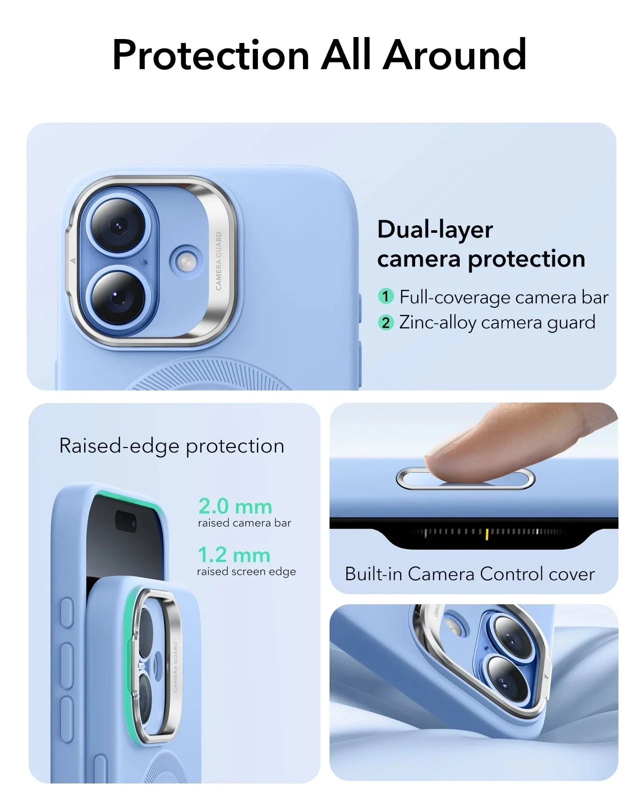 iPhone 17 Cloud Soft Magnetic Case (Camera Control, Stash Stand) Armorite Privacy Protection Bundle - Mist Blue - Image 3