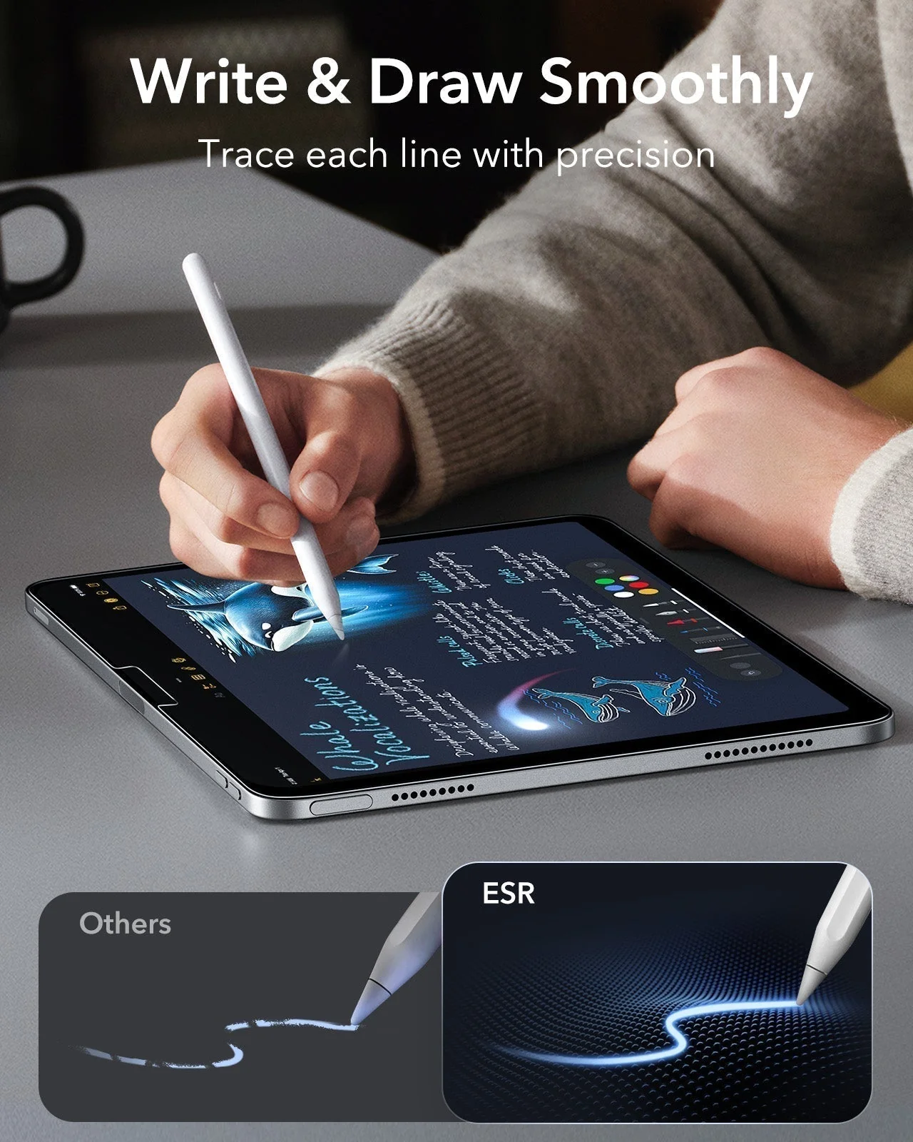 iPad 11" (A16) 2025 Bundle Flip Magnetic Case with Pencil Holder & Armorite® Paper-Feel Protection - Navy Blue - Image 11