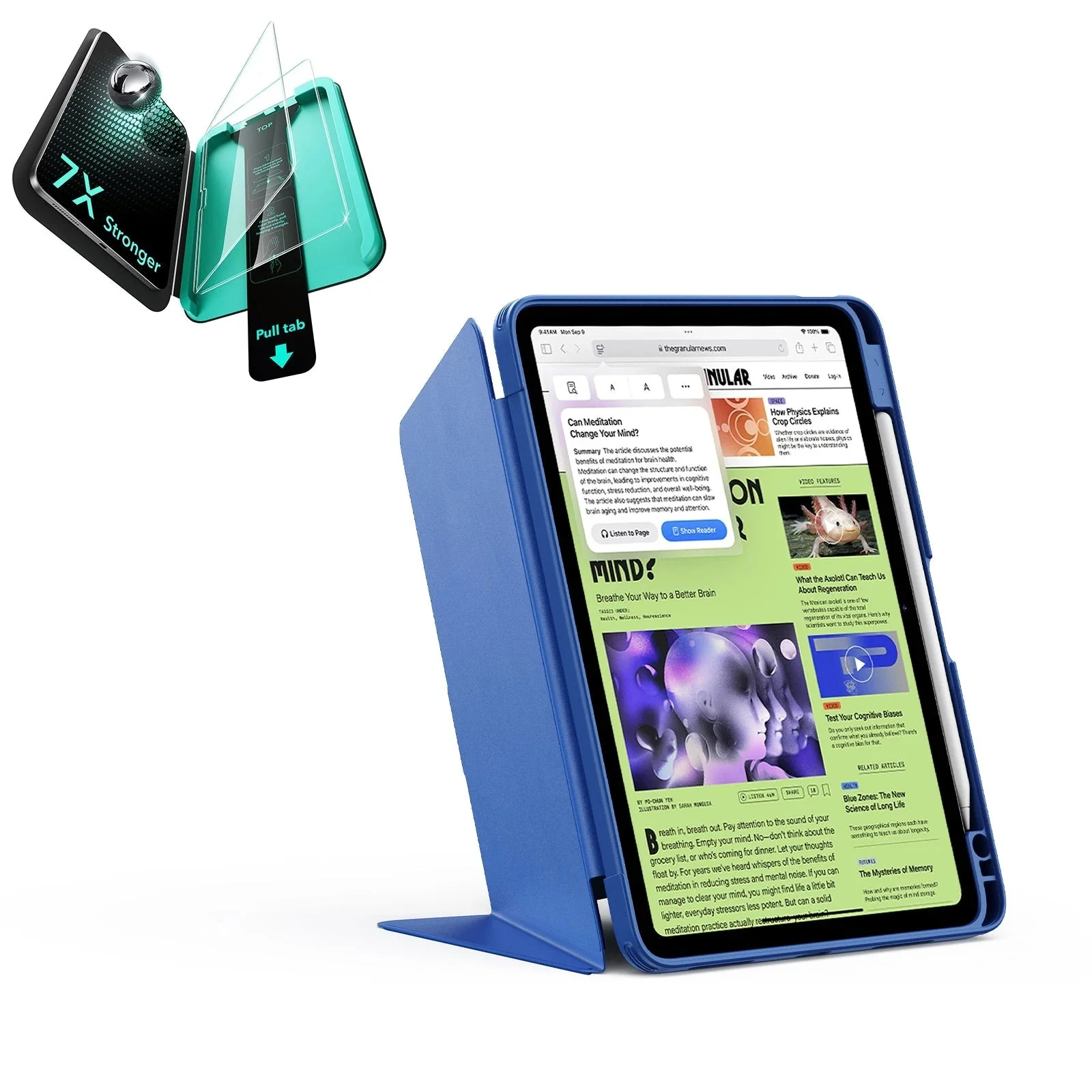 iPad Air 11" (M3) 2025 Bundle Flip Magnetic Case with Pencil Holder & Armorite® Protection - Navy Blue