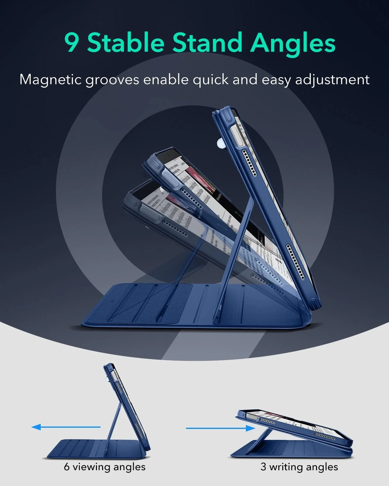 iPad 11" (A16) 2025 Bundle Shift Magnetic Case & Armorite® Paper-Feel Protection - Navy Blue - Image 7