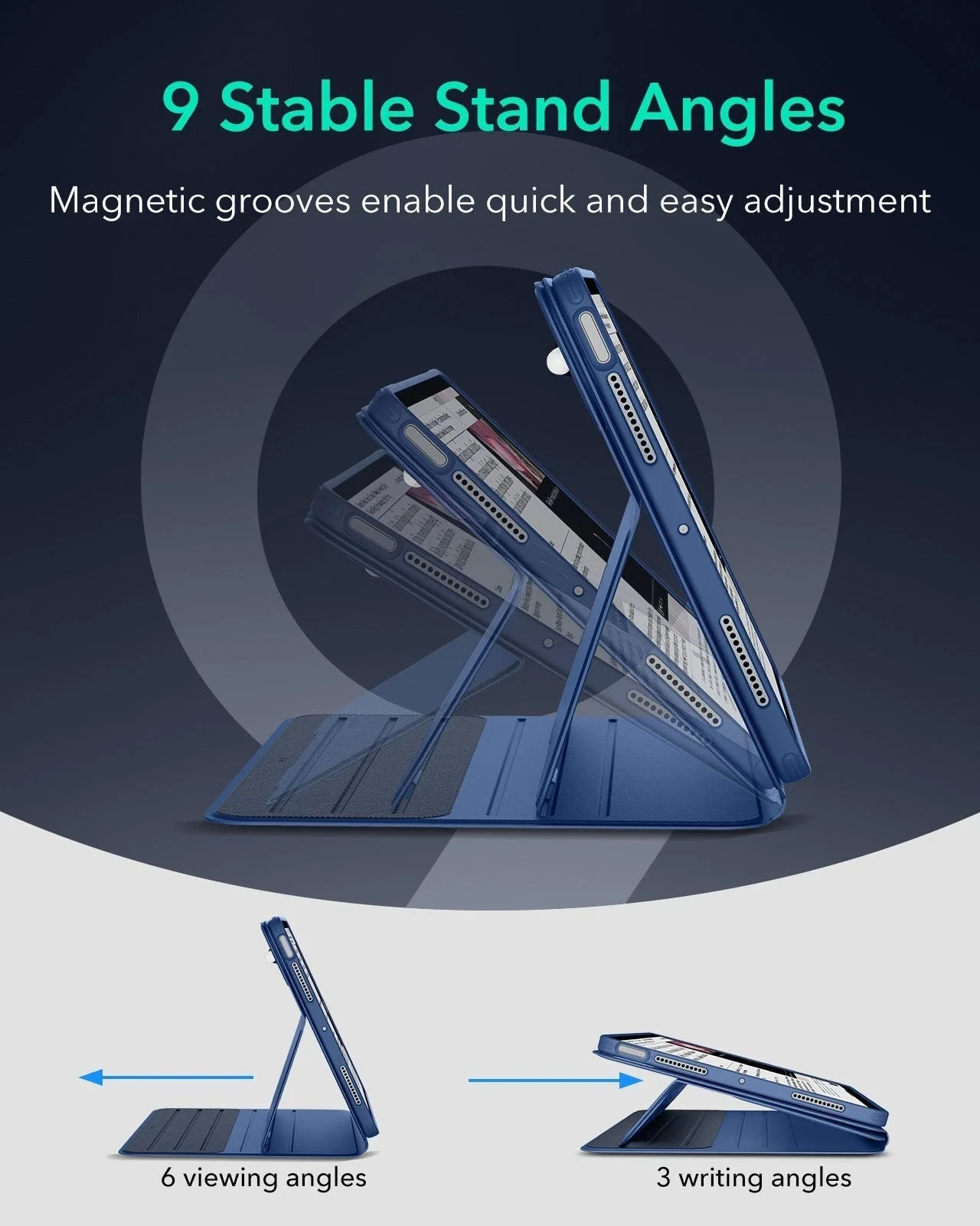 iPad Air 11" (M4) 2026 Bundle Shift Magnetic Case, Papel-Feel Magnetic & Armorite® Protection - Navy Blue - Image 7