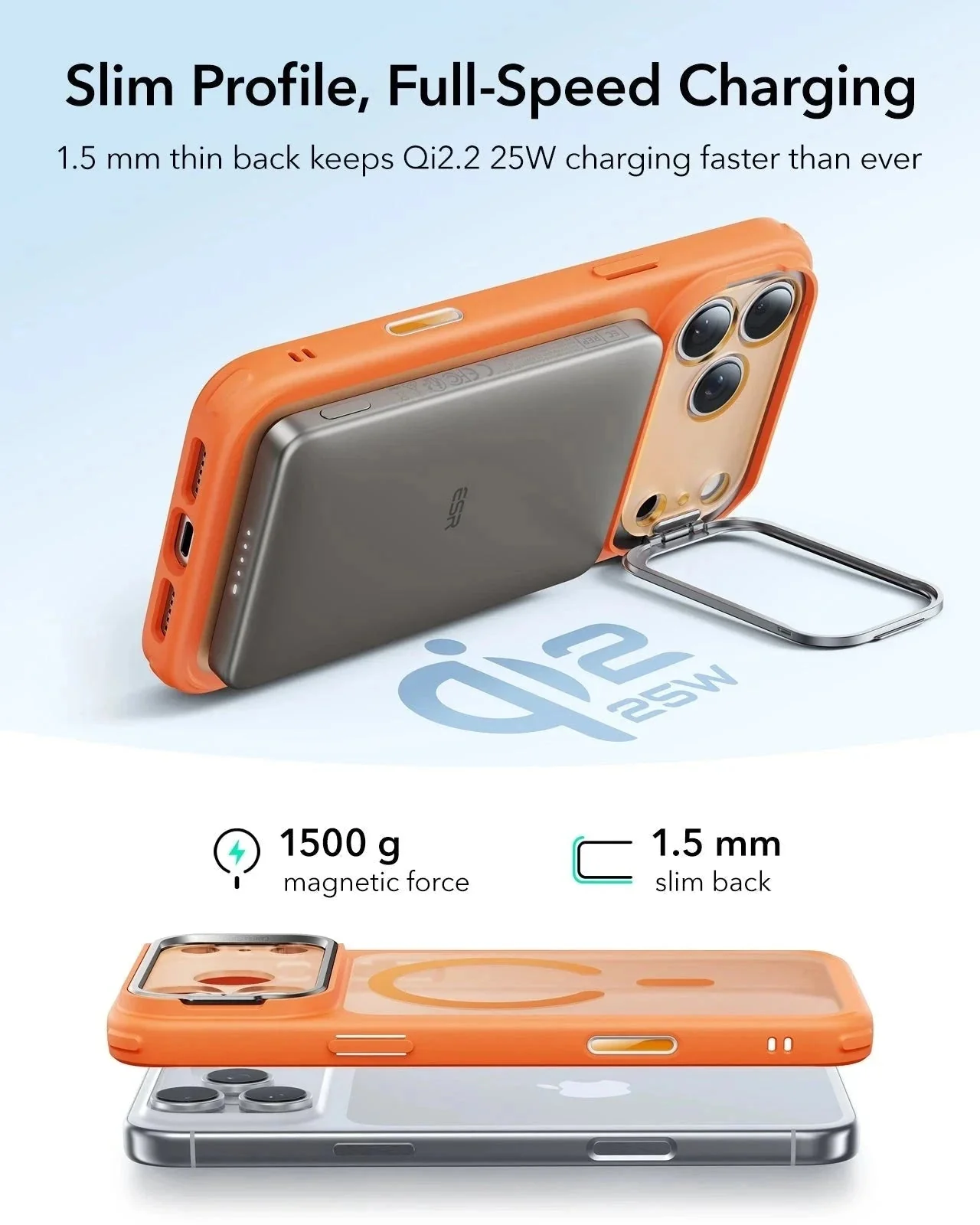 iPhone 17 Pro Classic Hybrid Magnetic Case (Camera Control, Stash Stand) - Frosted Orange - Image 6