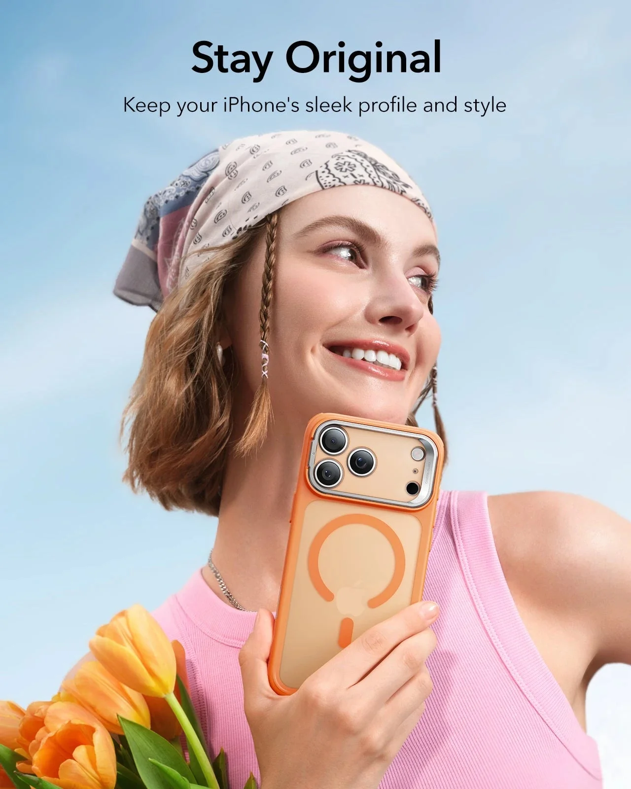 iPhone 17 Pro Classic Hybrid Magnetic Case (Camera Control, Stash Stand) - Frosted Orange - Image 8