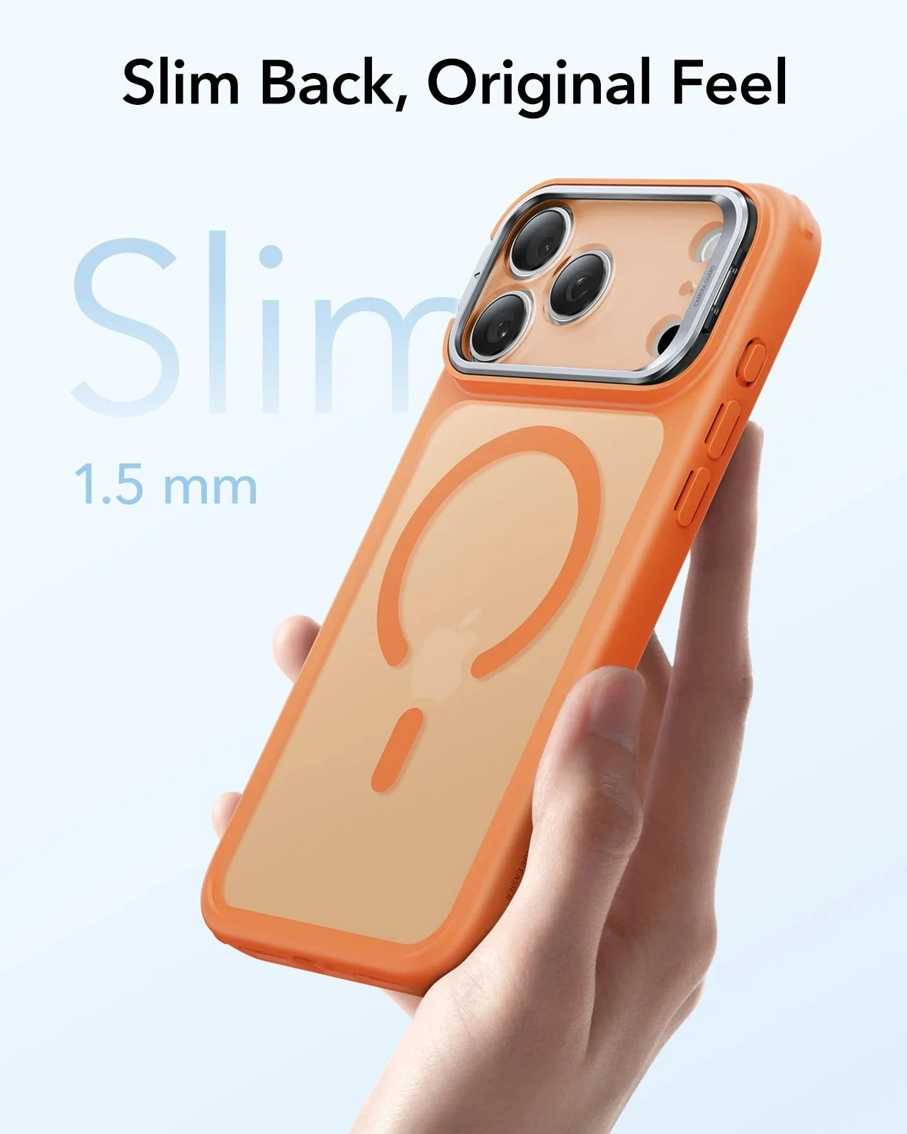 iPhone 17 Pro Max Classic Hybrid Magnetic Case (Camera Control, Stash Stand) - Frosted Orange - Image 7