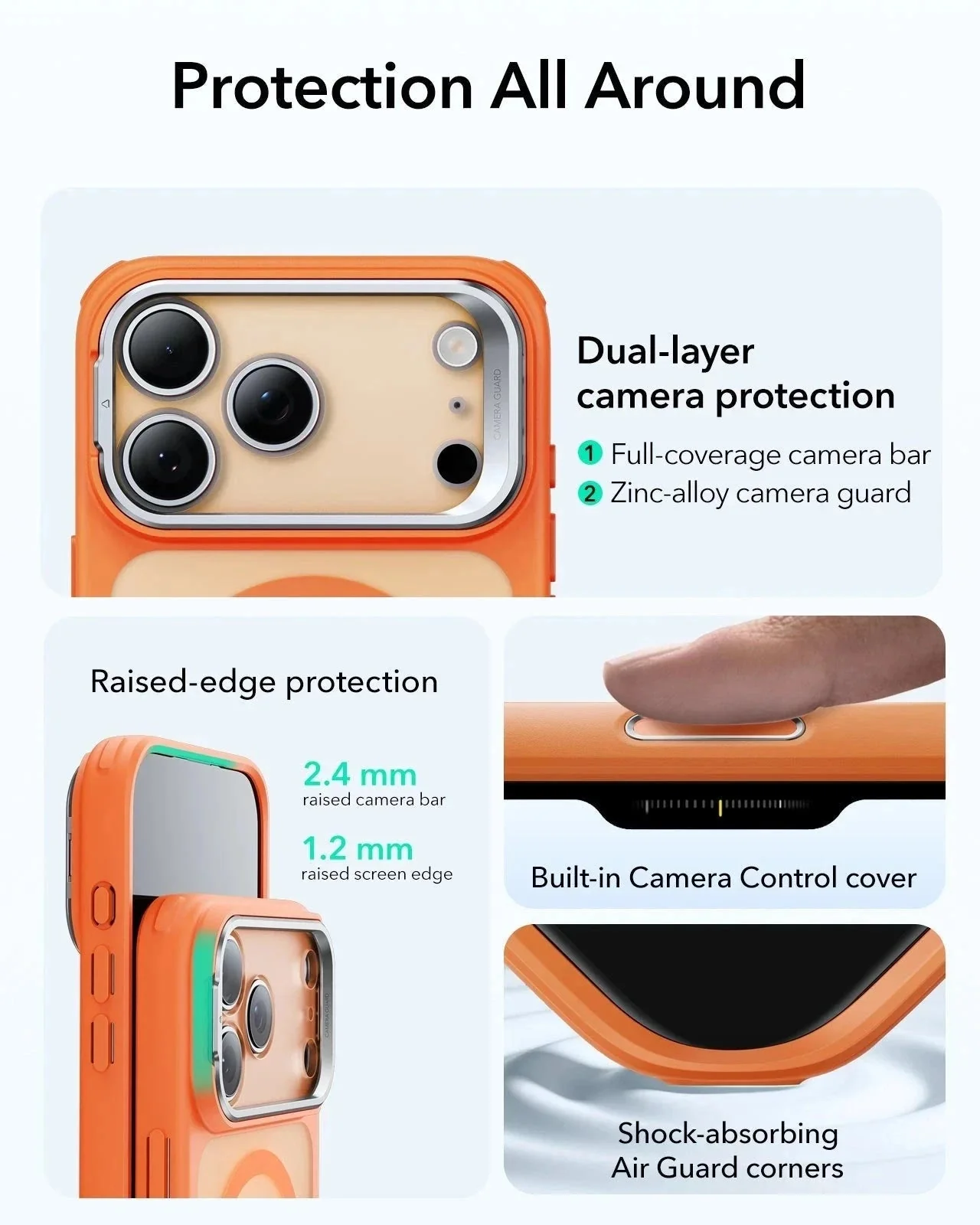 iPhone 17 Pro Max Bundle Classic Hybrid Magnetic Case (Camera Control, Stash Stand) and Armorite Screen Protector - Frosted Orange - Image 3
