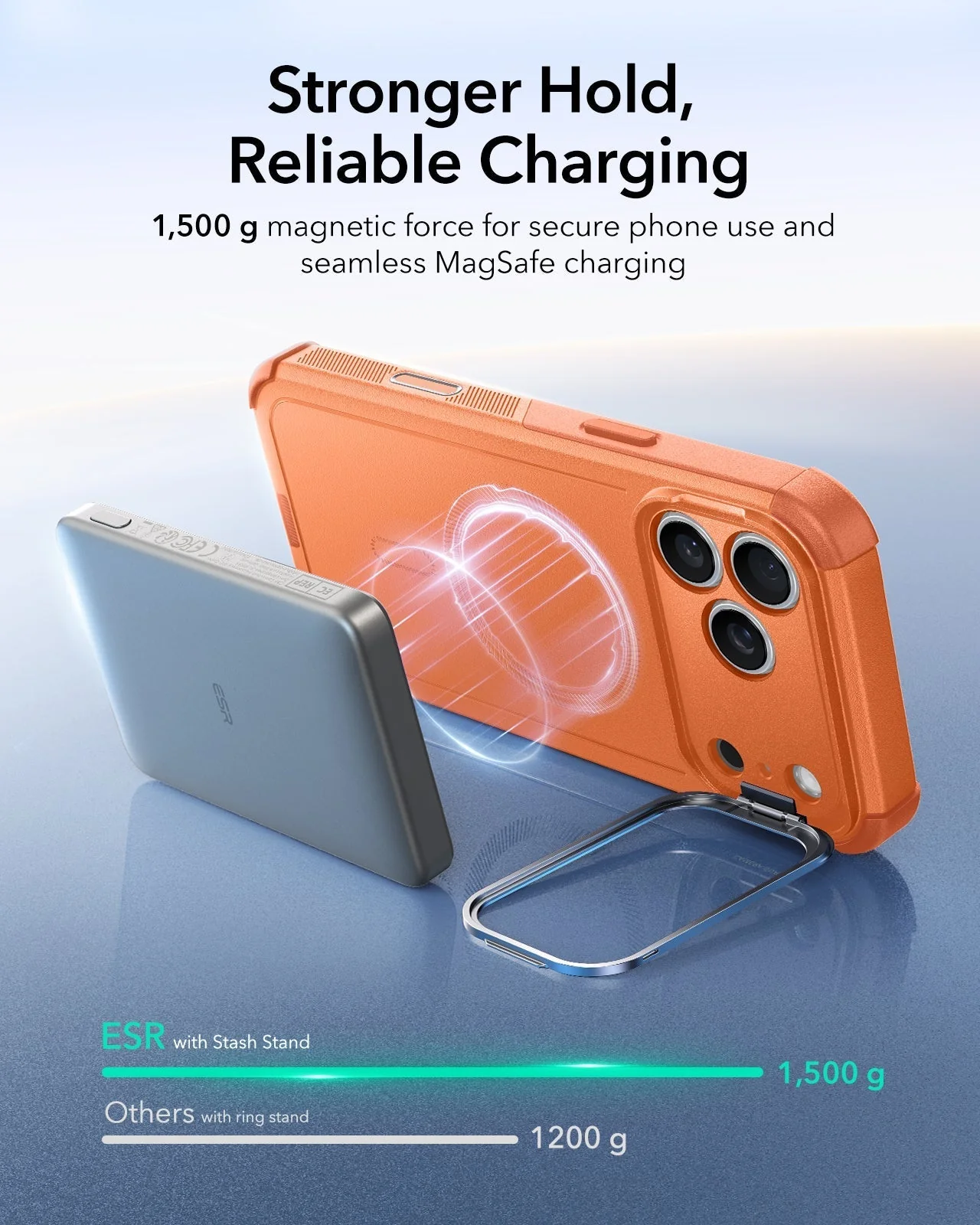 iPhone 17 Pro Max Bundle Cyber Tough Magnetic Case (Camera Control, Stash Stand) and Armorite Privacy Screen Protector - Orange - Image 6