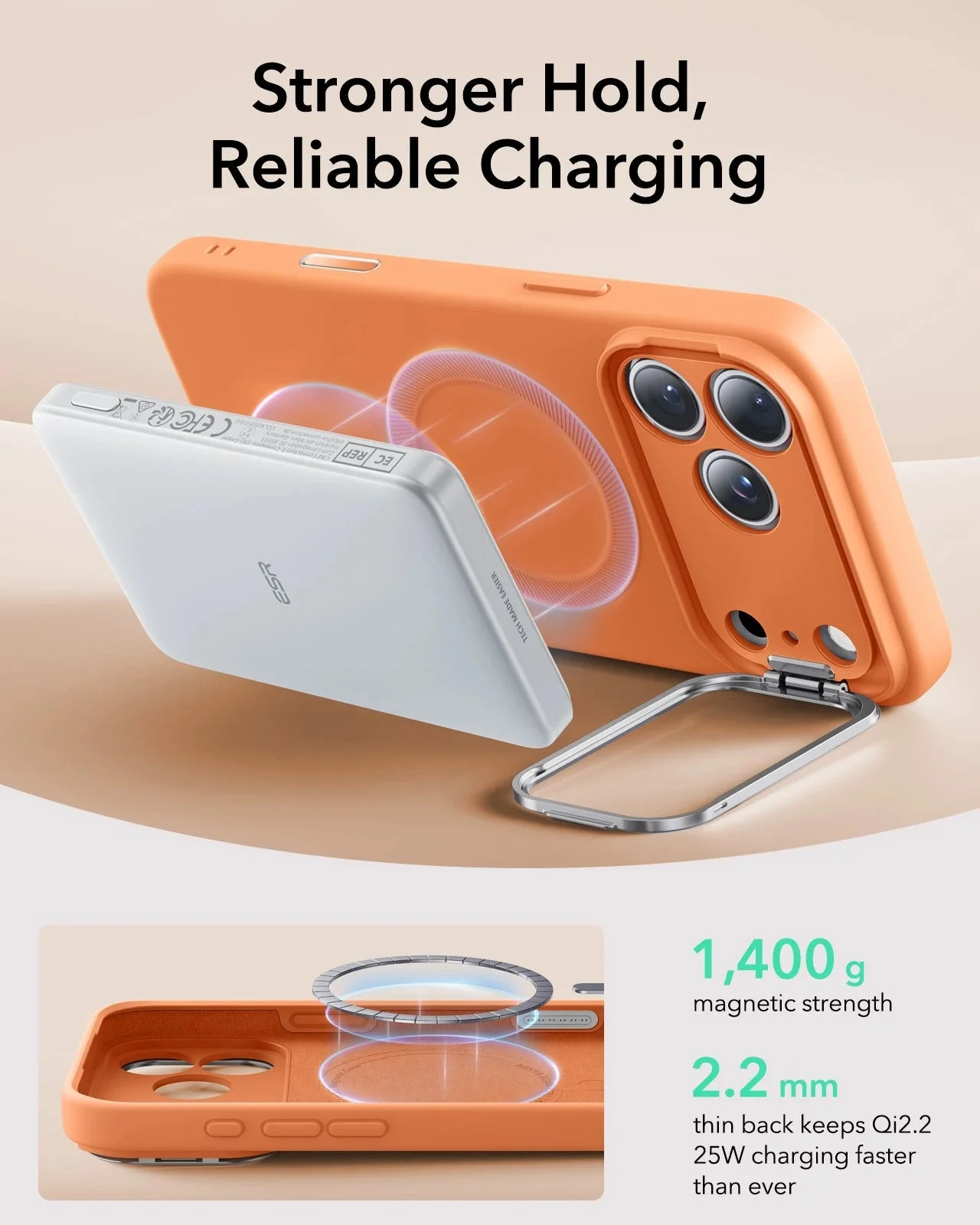 iPhone 17 Pro Max Cloud Soft Magnetic Case (Camera Control, Stash Stand) - Orange - Image 7