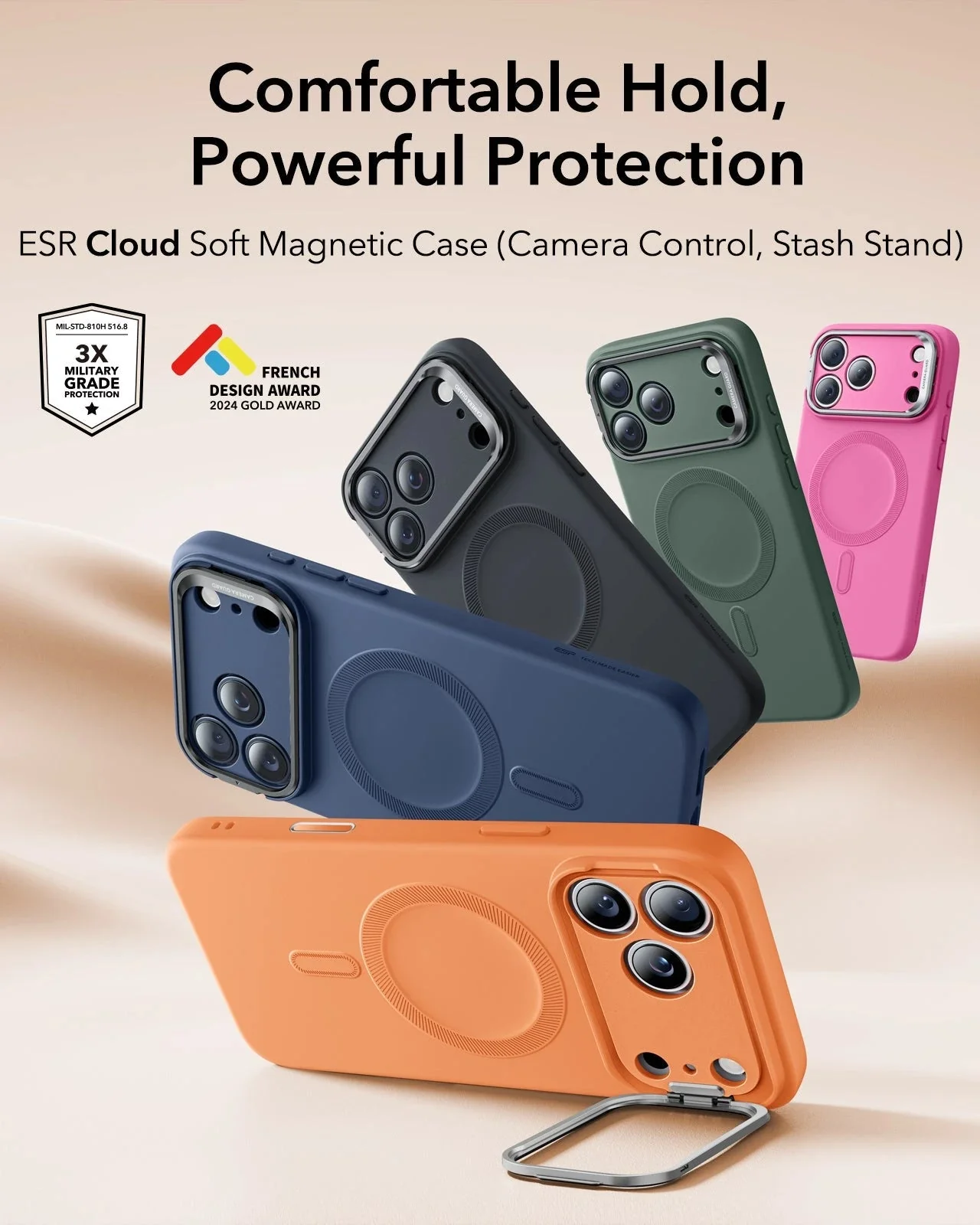 iPhone 17 Pro Cloud Soft Magnetic Case (Camera Control, Stash Stand) - Orange - Image 2