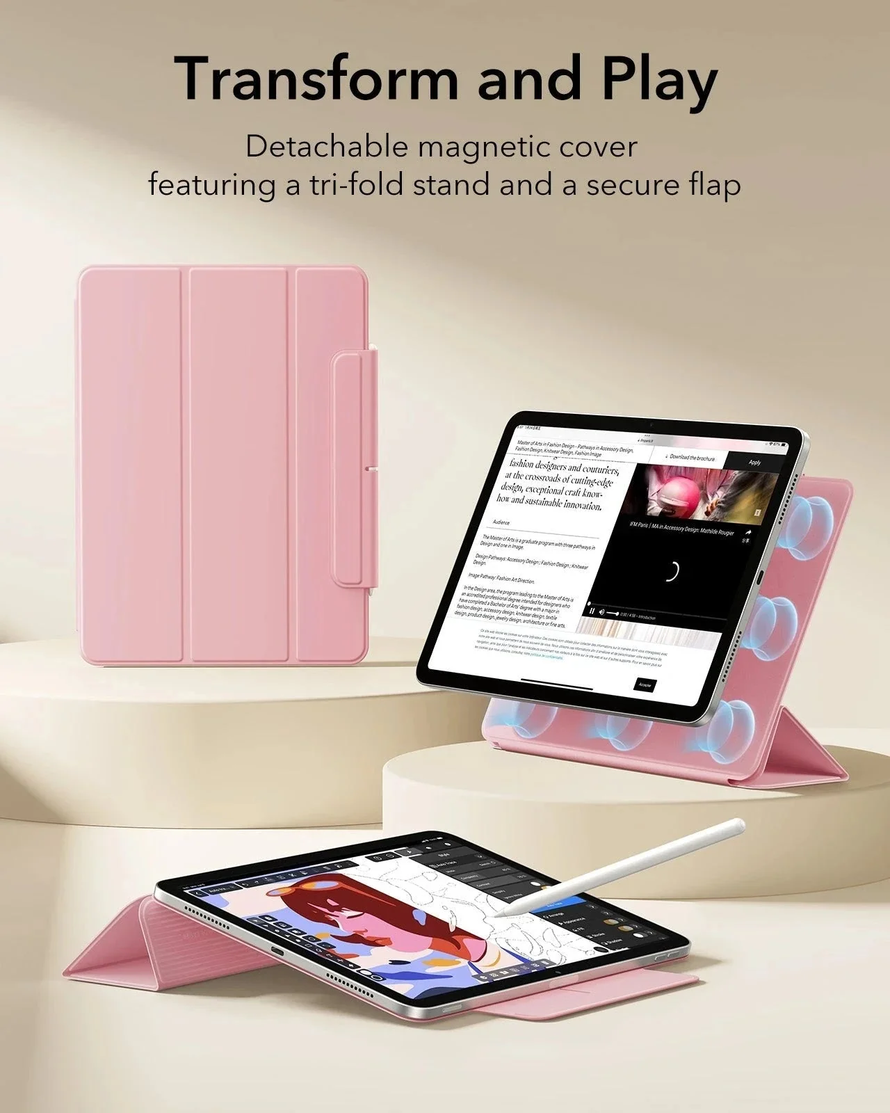 iPad Air 13" (M4) 2026 Rebound Magnetic Case - Pink - Image 3
