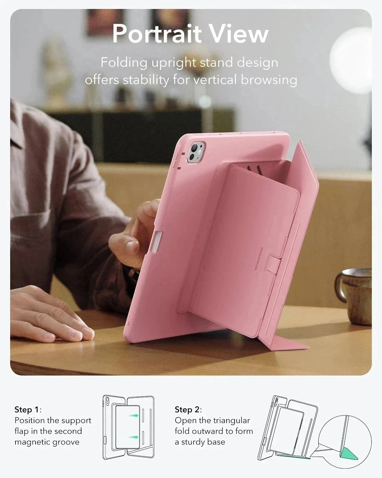iPad Pro 13" (2024) Flip Magnetic Case with Pencil Holder - Pink - Image 5