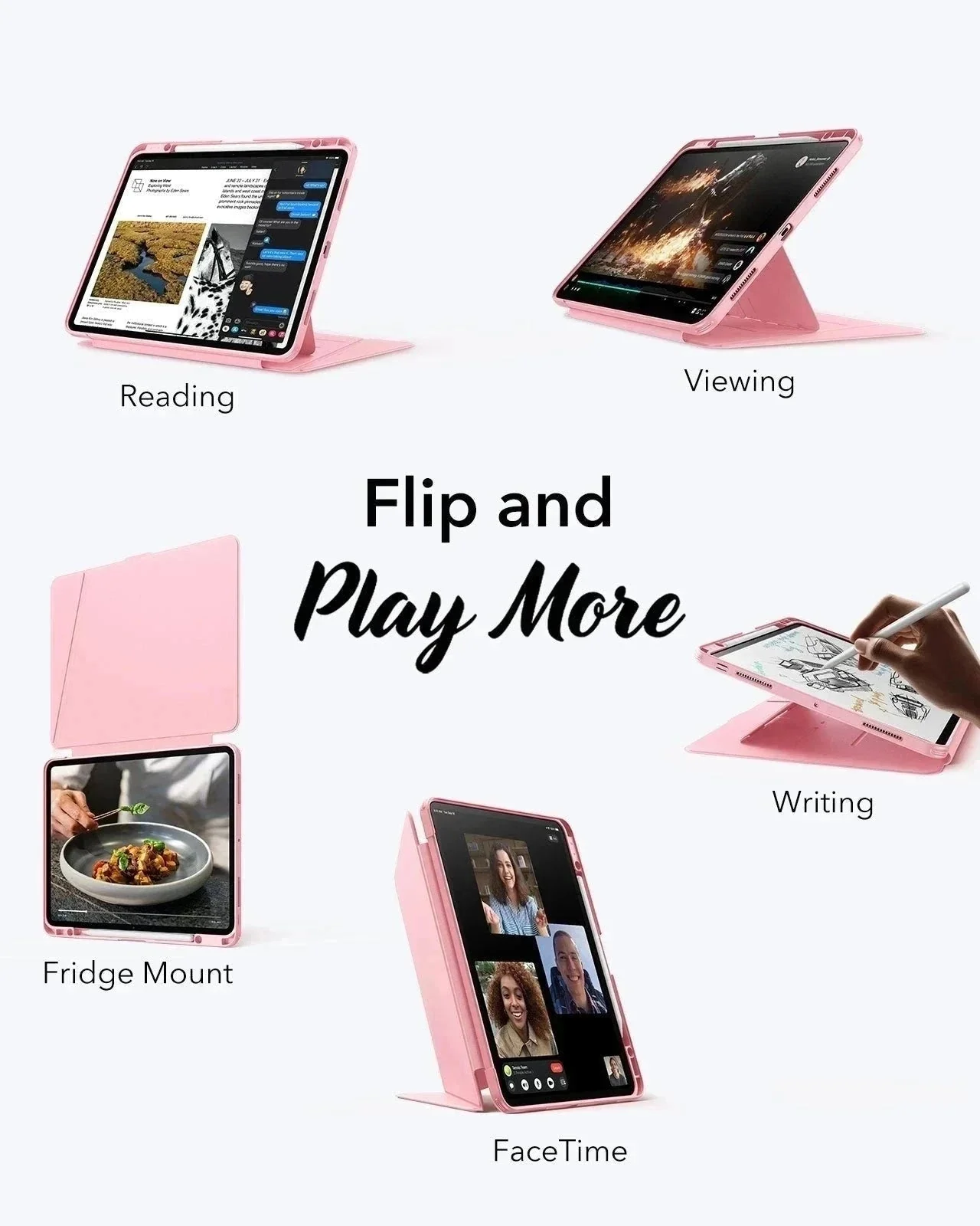 iPad Pro 13″ (2024) Flip Magnetic Case with Pencil Bundle - Pink - Image 2