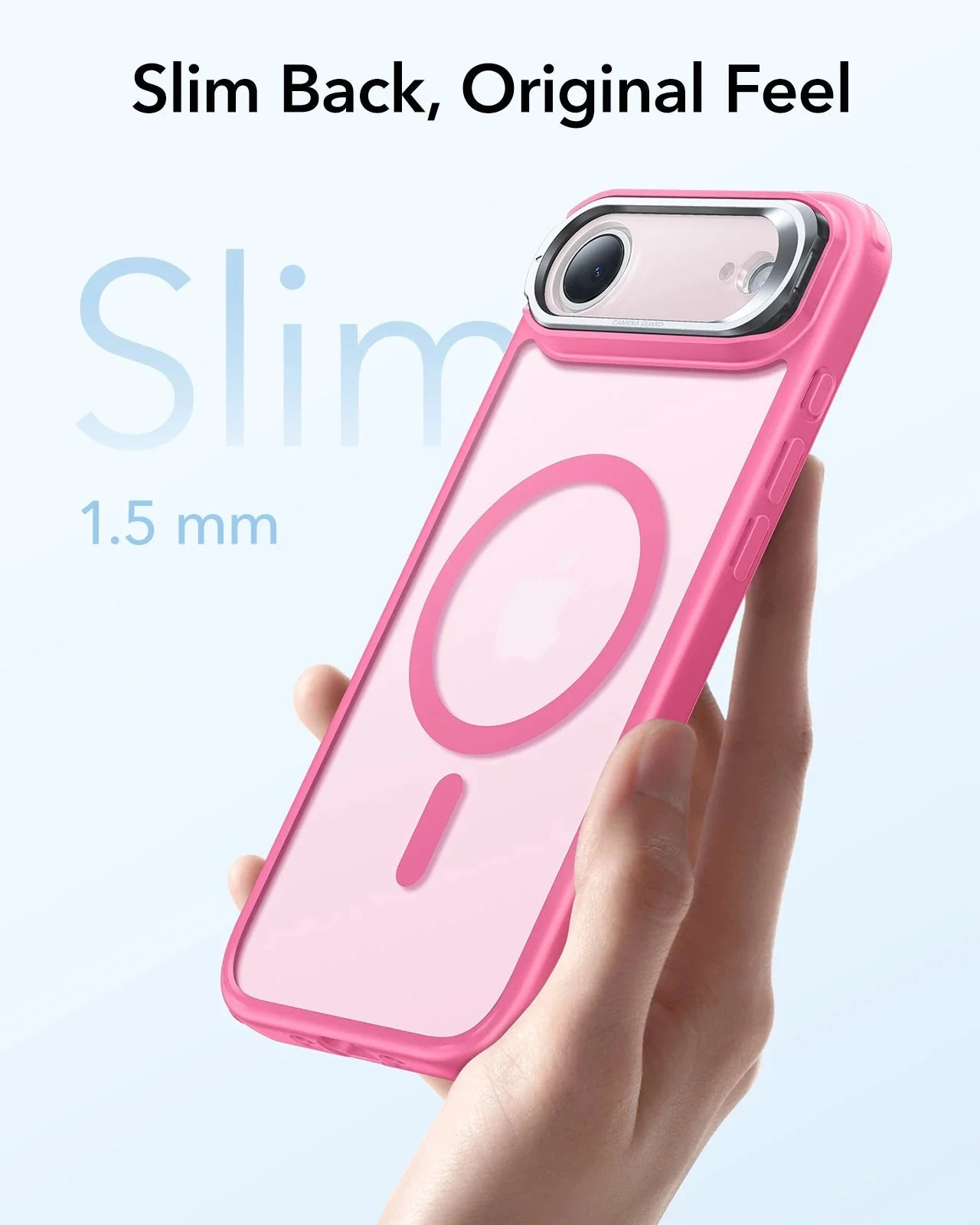 iPhone Air Classic Hybrid Magnetic Case (Camera Control, Stash Stand) - Frosted Pink - Image 7