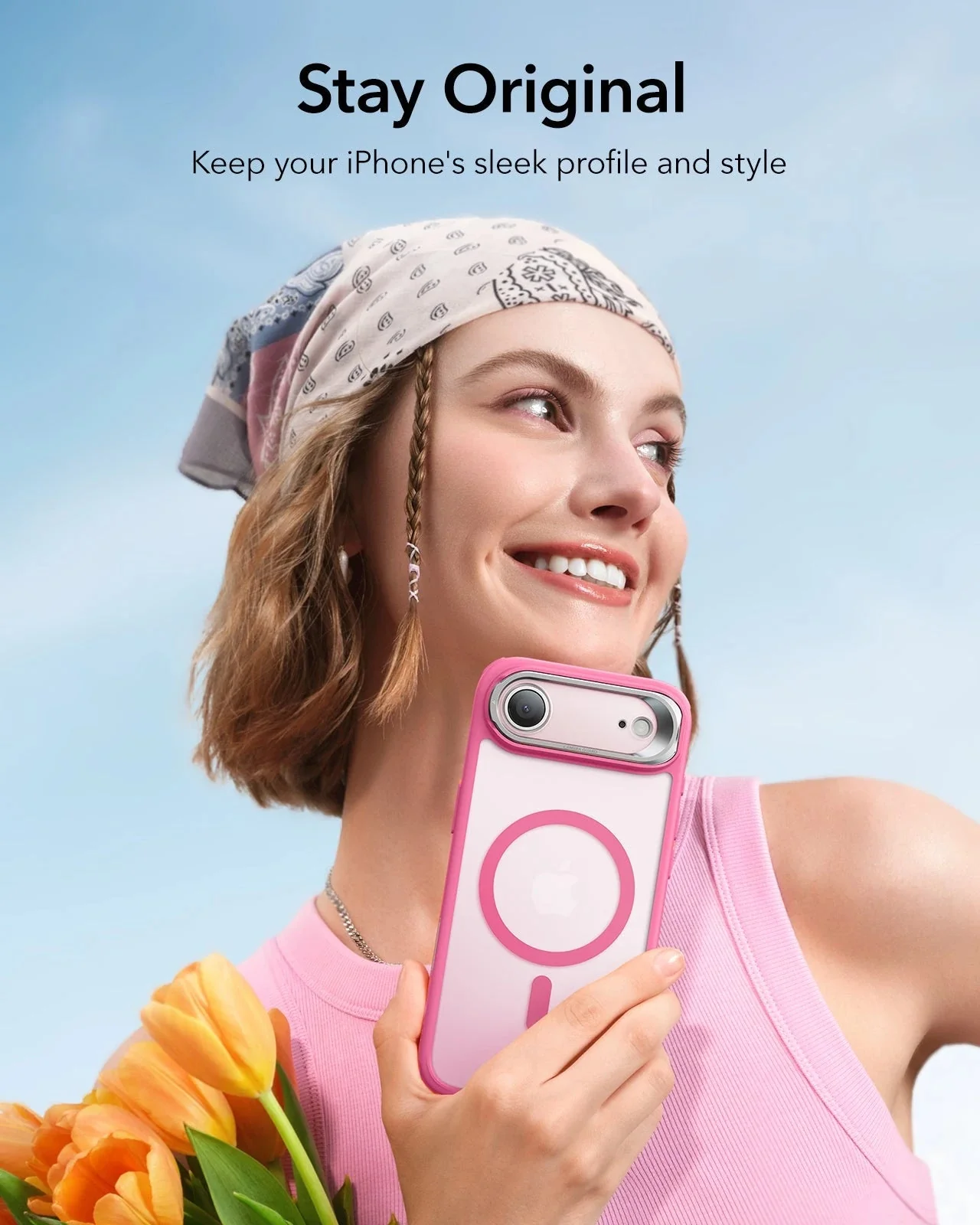 iPhone Air Classic Hybrid Magnetic Case (Camera Control, Stash Stand) - Frosted Pink - Image 8
