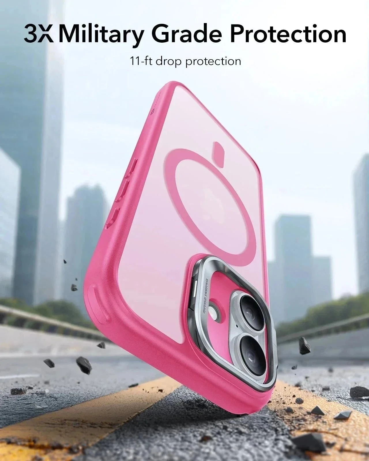 iPhone 17 Bundle Classic Hybrid Magnetic Case (Camera Control, Stash Stand) and Armorite Screen Protector - Frosted Pink - Image 4