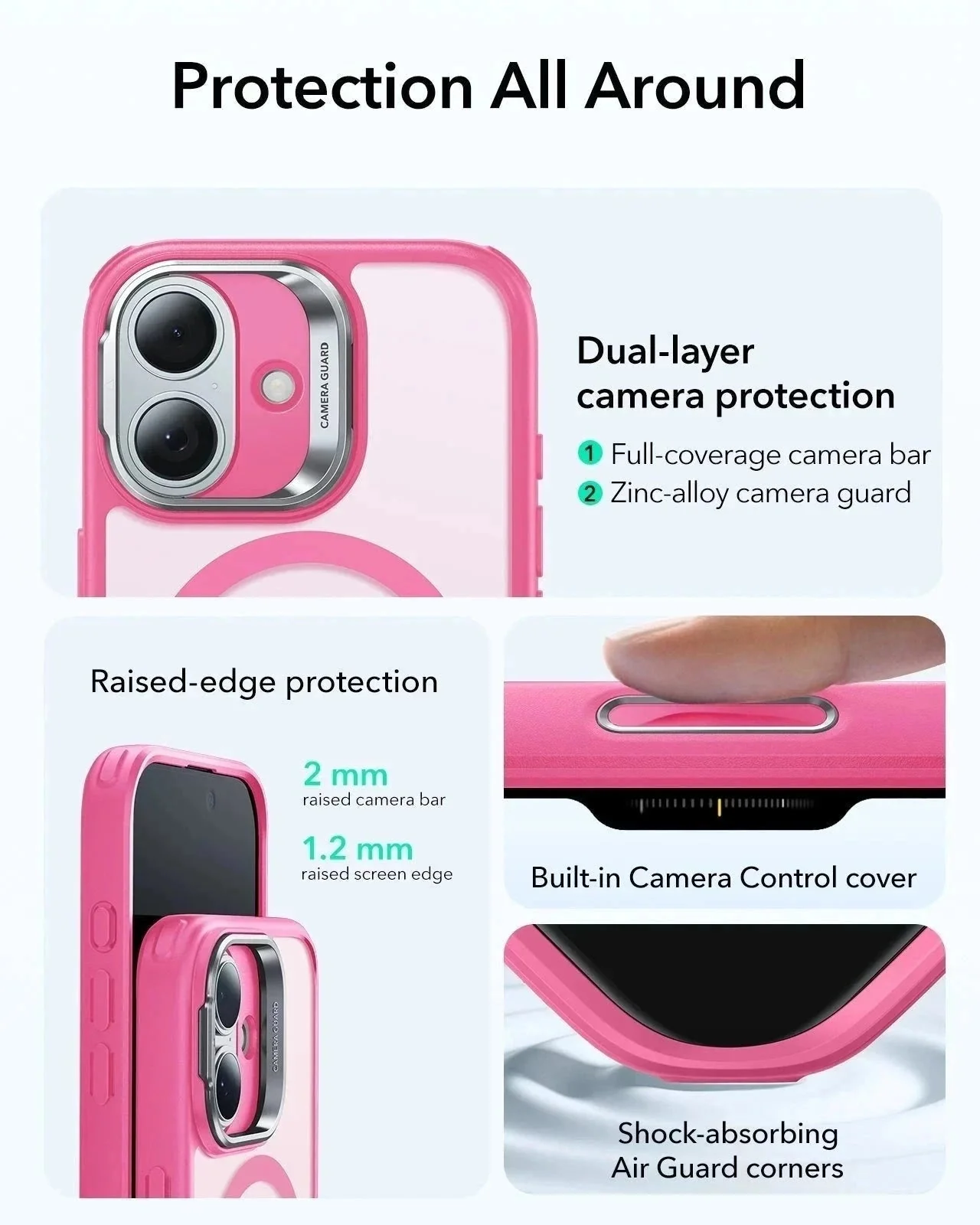 iPhone 17 Classic Hybrid Magnetic Case (Camera Control, Stash Stand) - Frosted Pink - Image 4